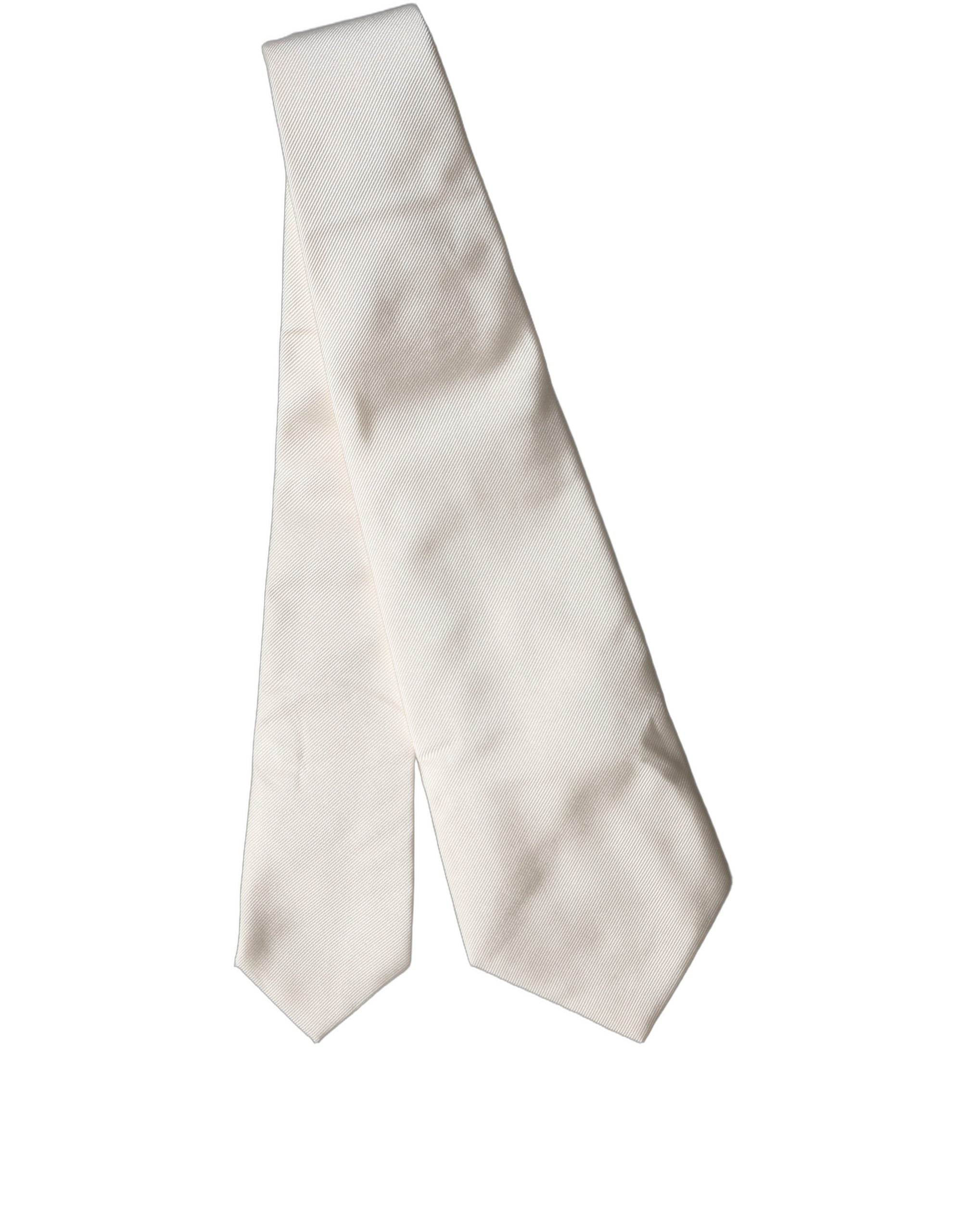 Off White Solid Silk Adjustable Women Tied Necktie Tie