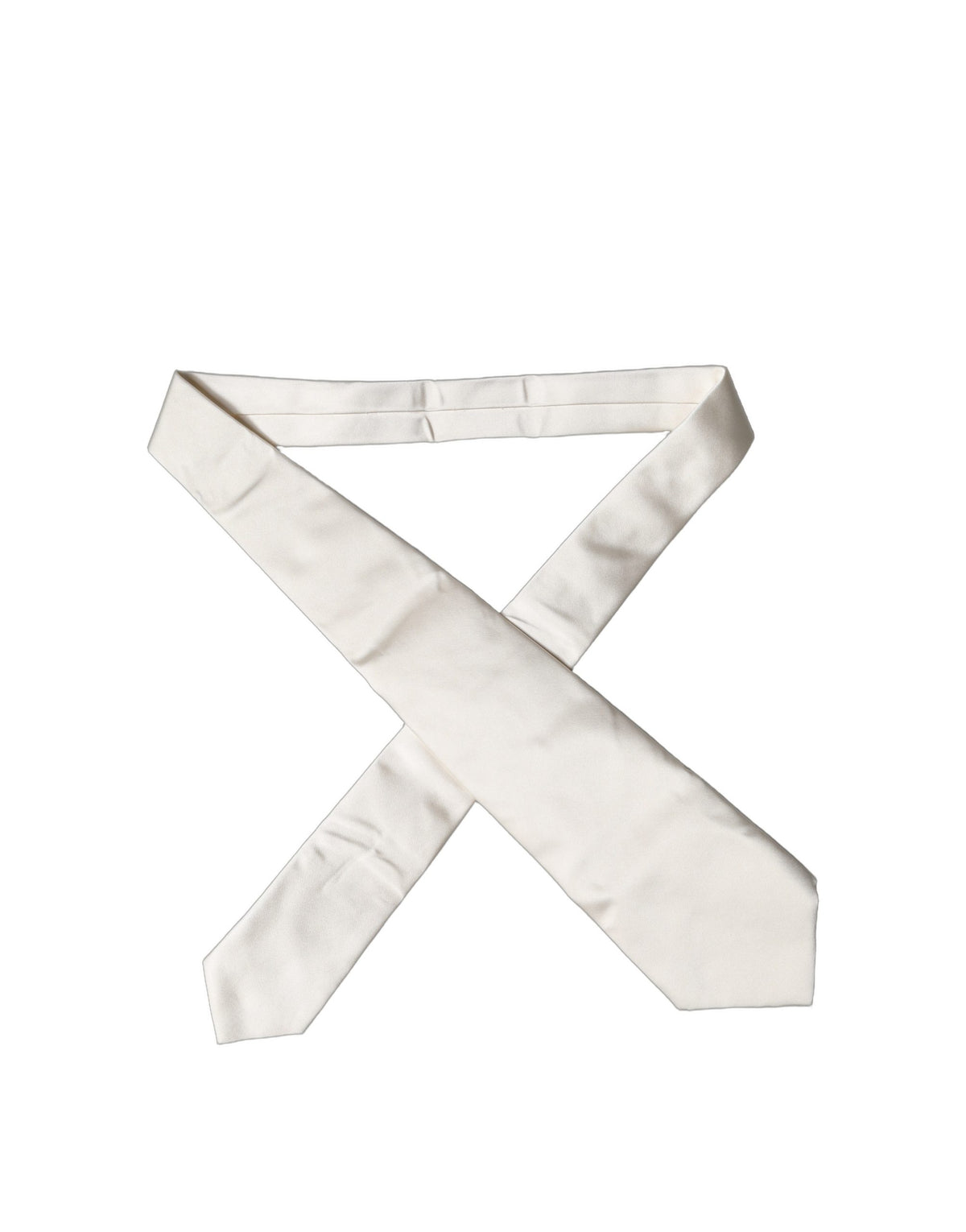 Off White Solid Silk Adjustable Women Tied Necktie Tie