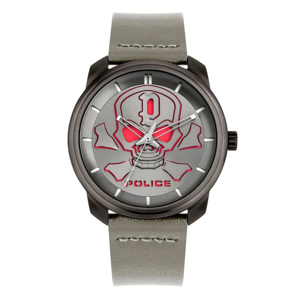 Gray Leather Dress Watch