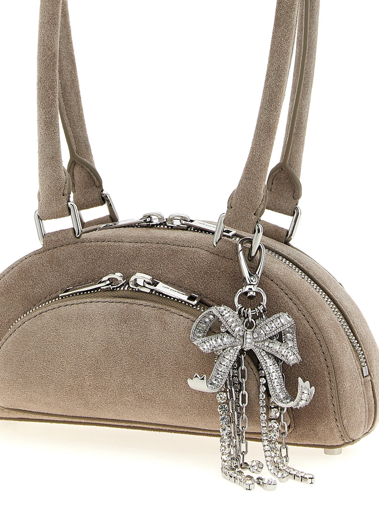 Self-Portrait Suede Mini with Charm Shoulder Bag