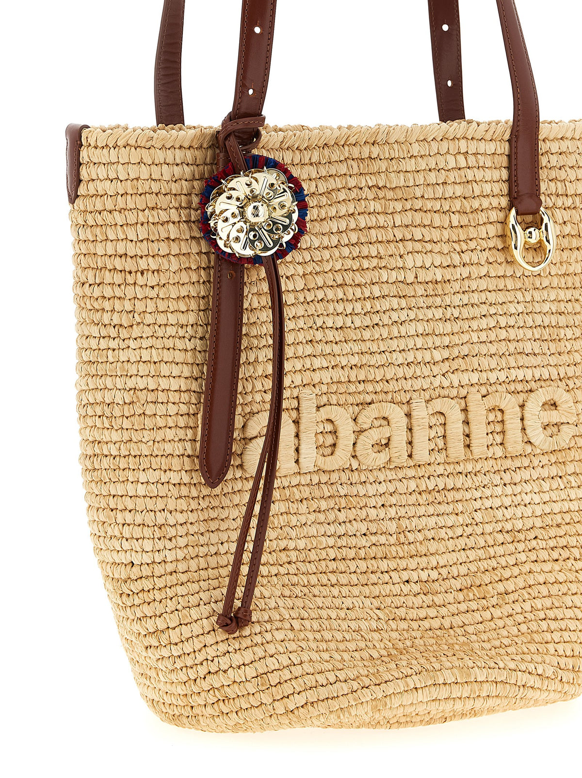 Beige Raffia Tote Bag