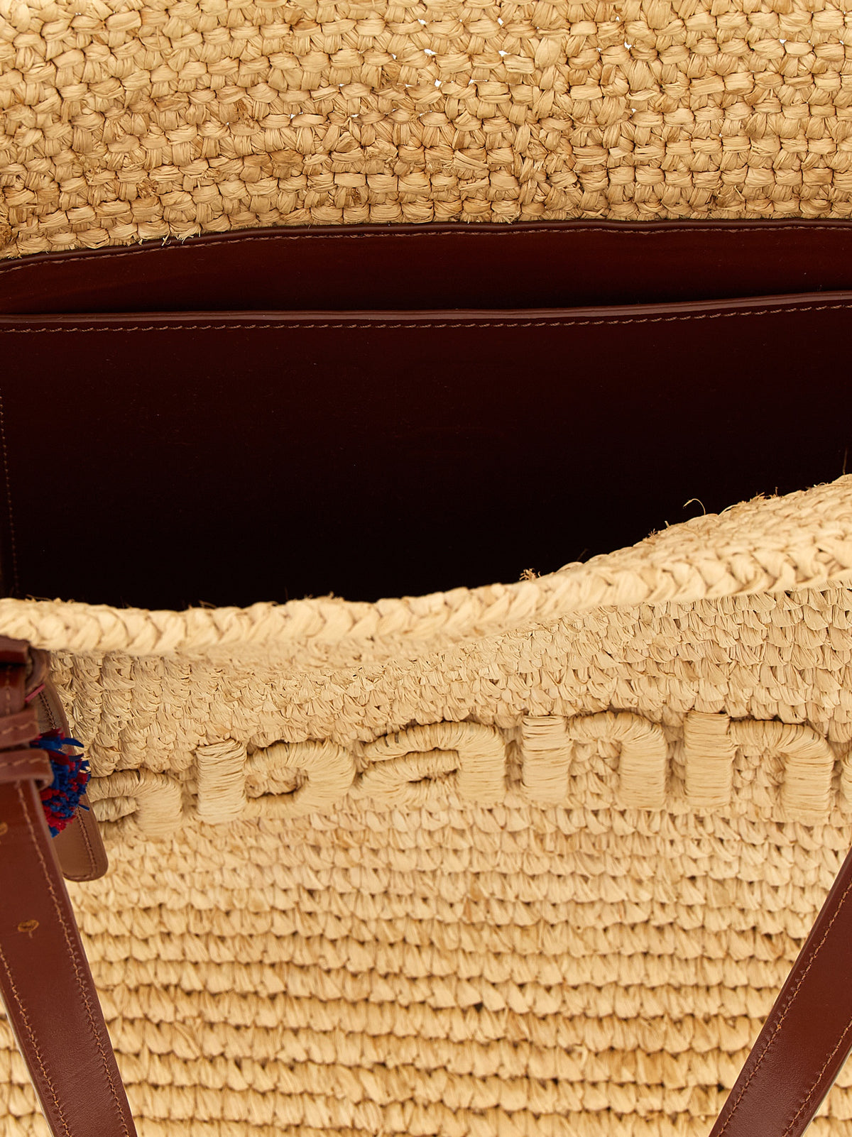 Beige Raffia Tote Bag
