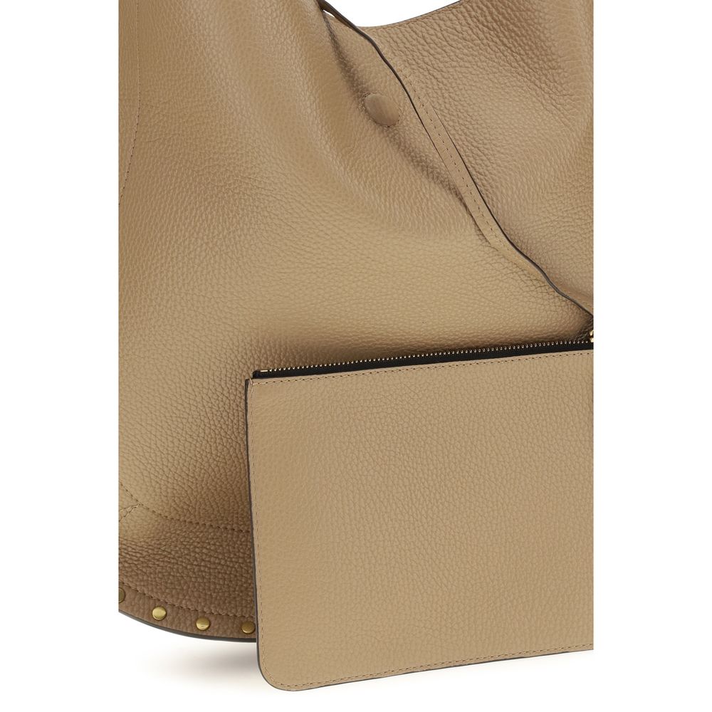 Beige Calf Leather Bos Taurus Shoulder Bag