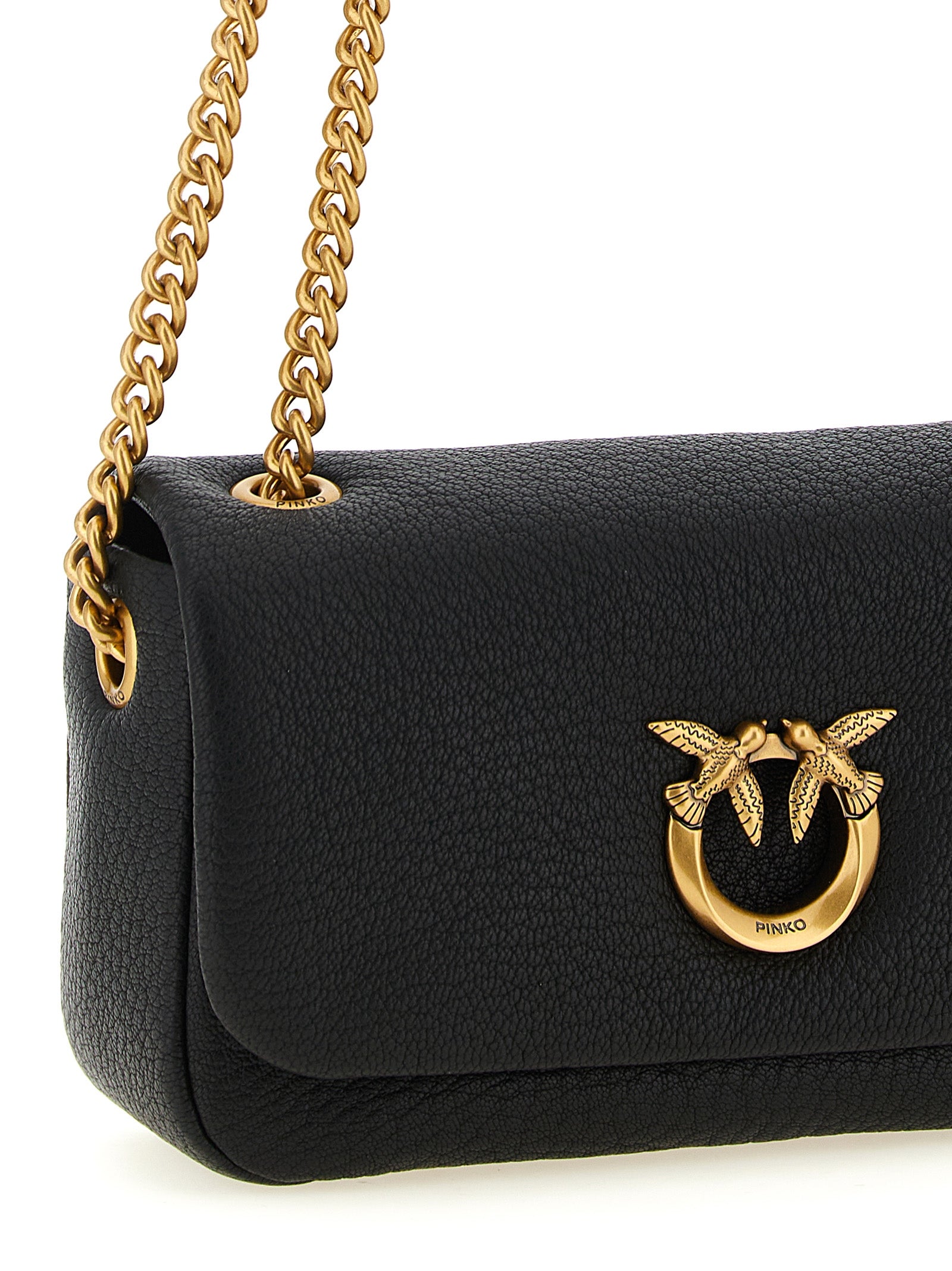 Black Lamb Leather Shoulder Bag