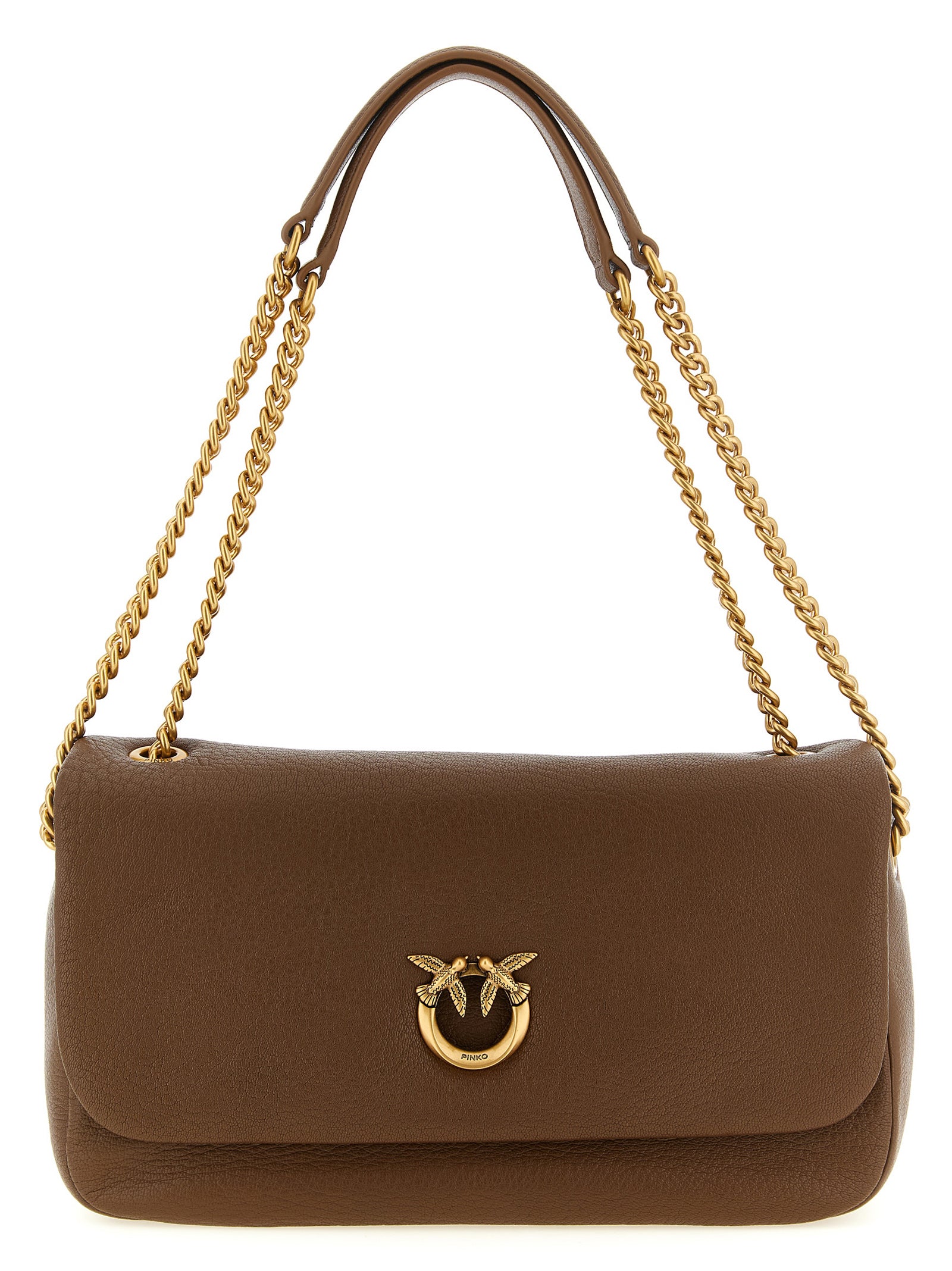 Brown Lamb Leather Shoulder Bag