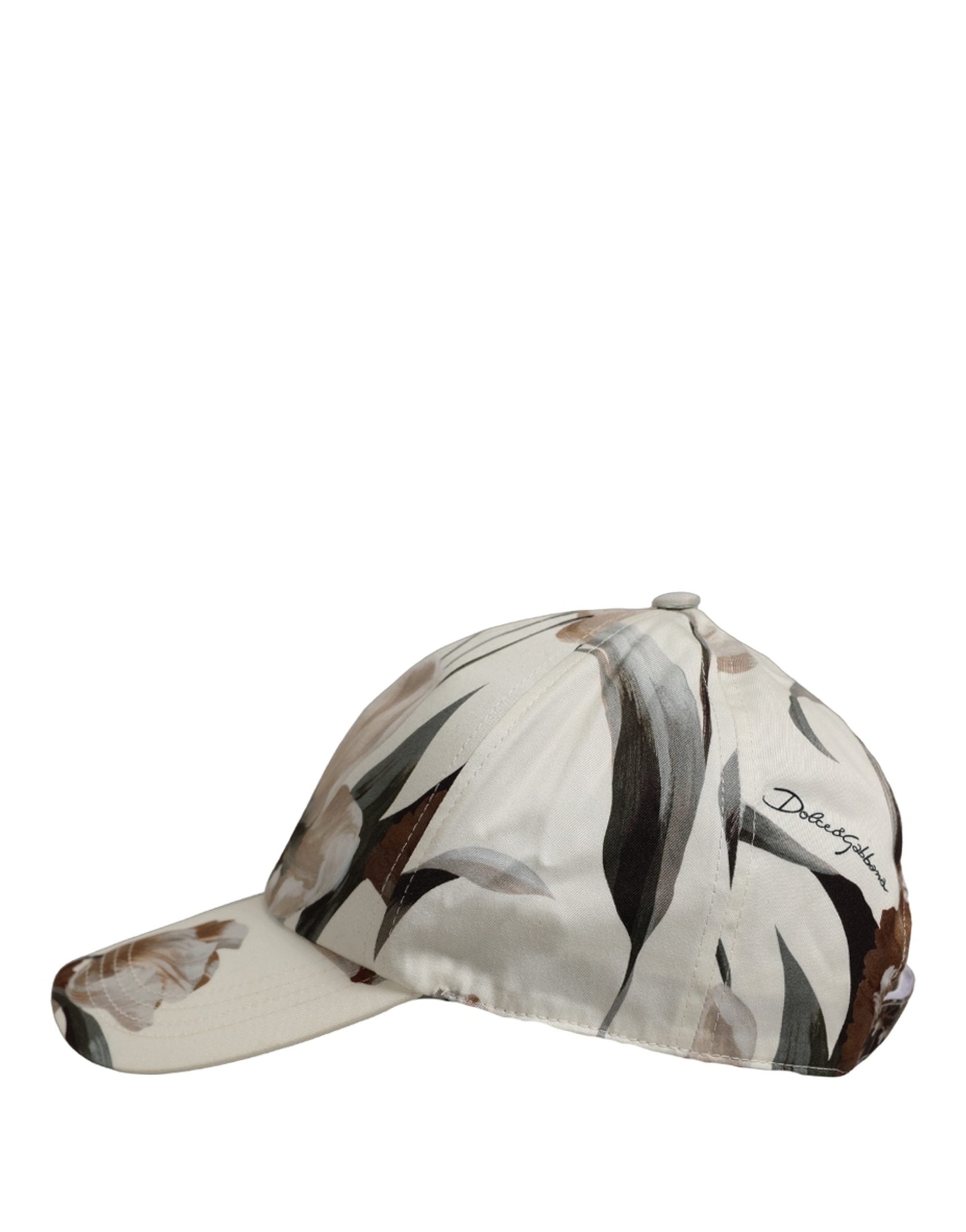 Men Beige Floral Cotton Baseball Capello Hat