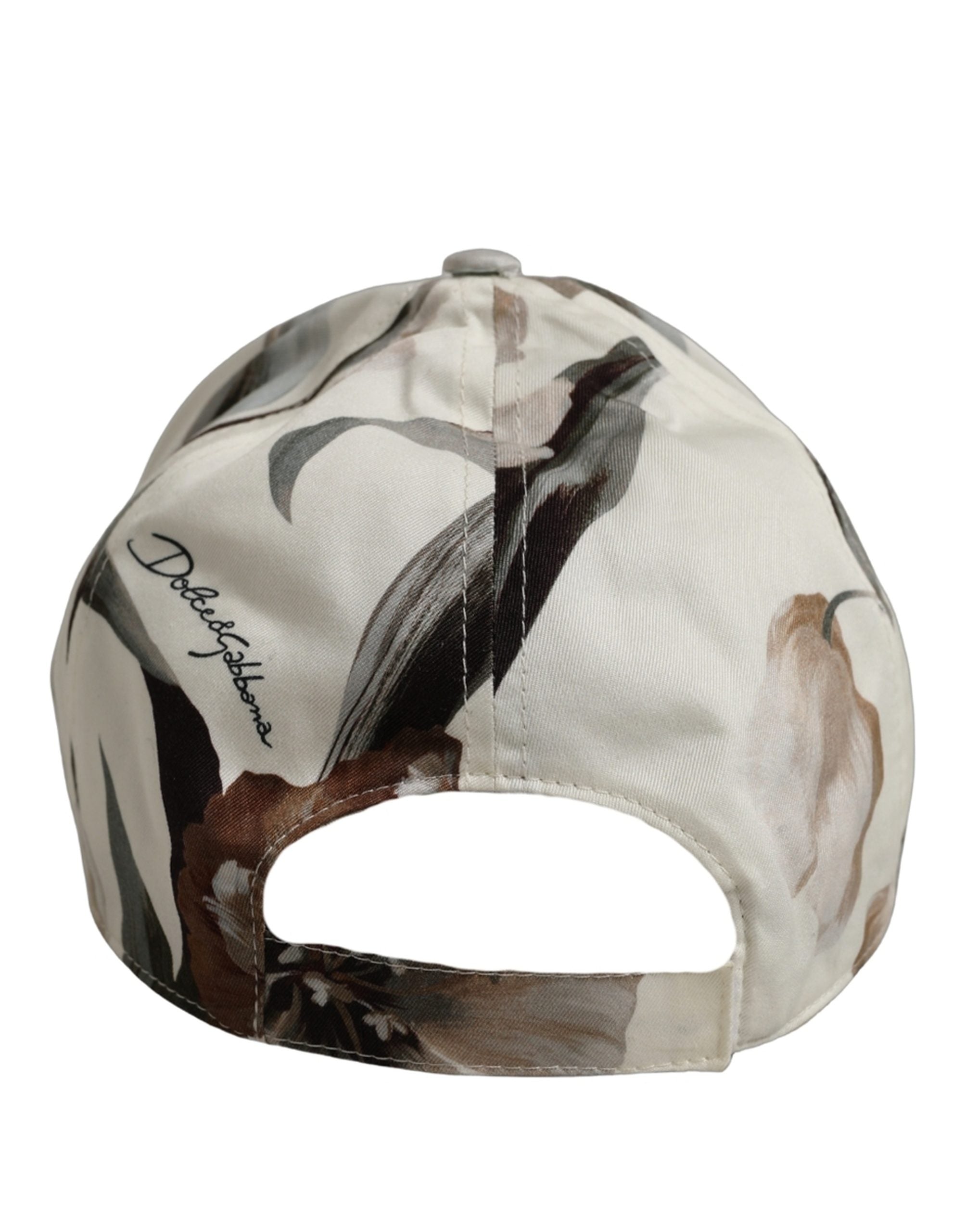 Men Beige Floral Cotton Baseball Capello Hat