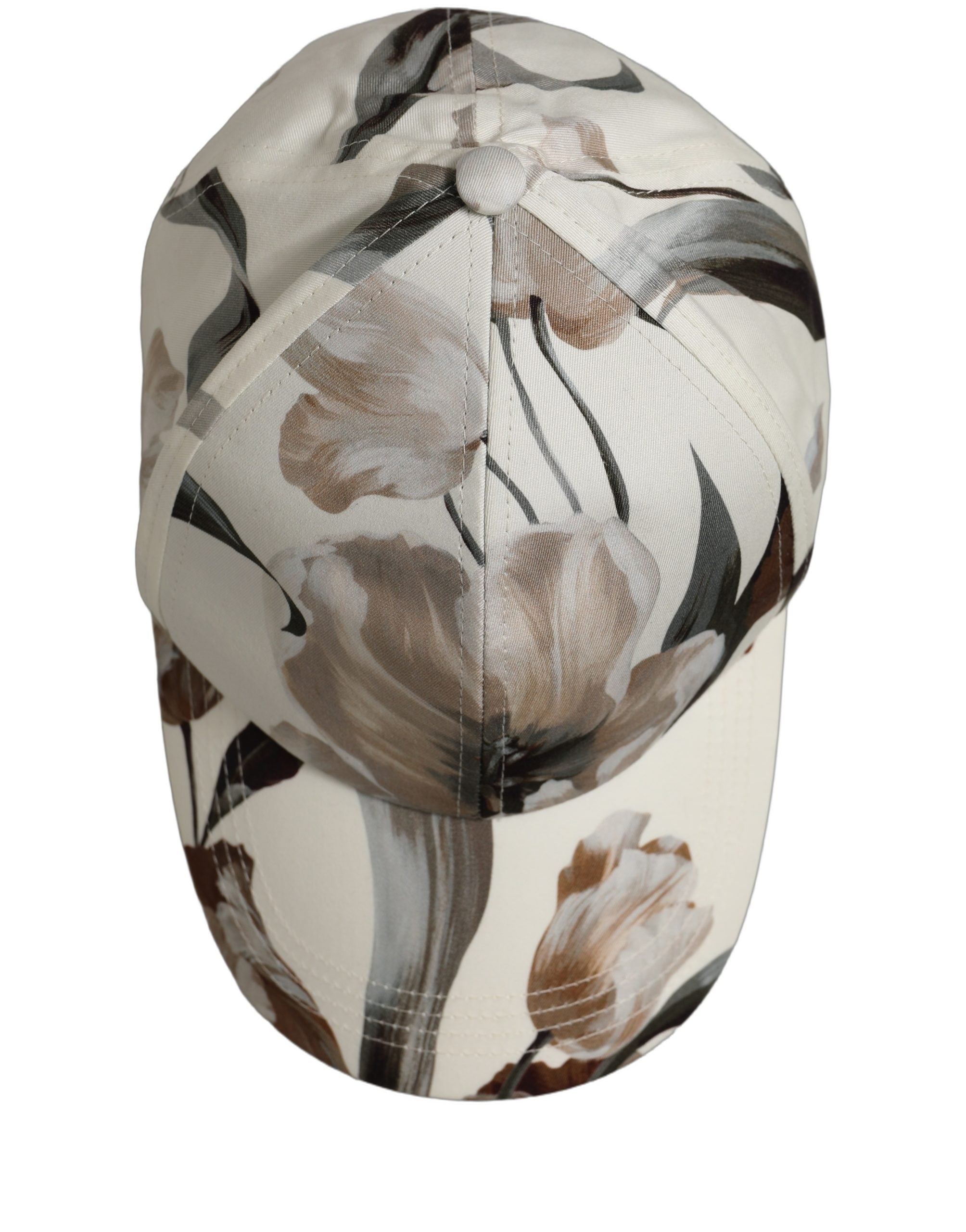 Men Beige Floral Cotton Baseball Capello Hat