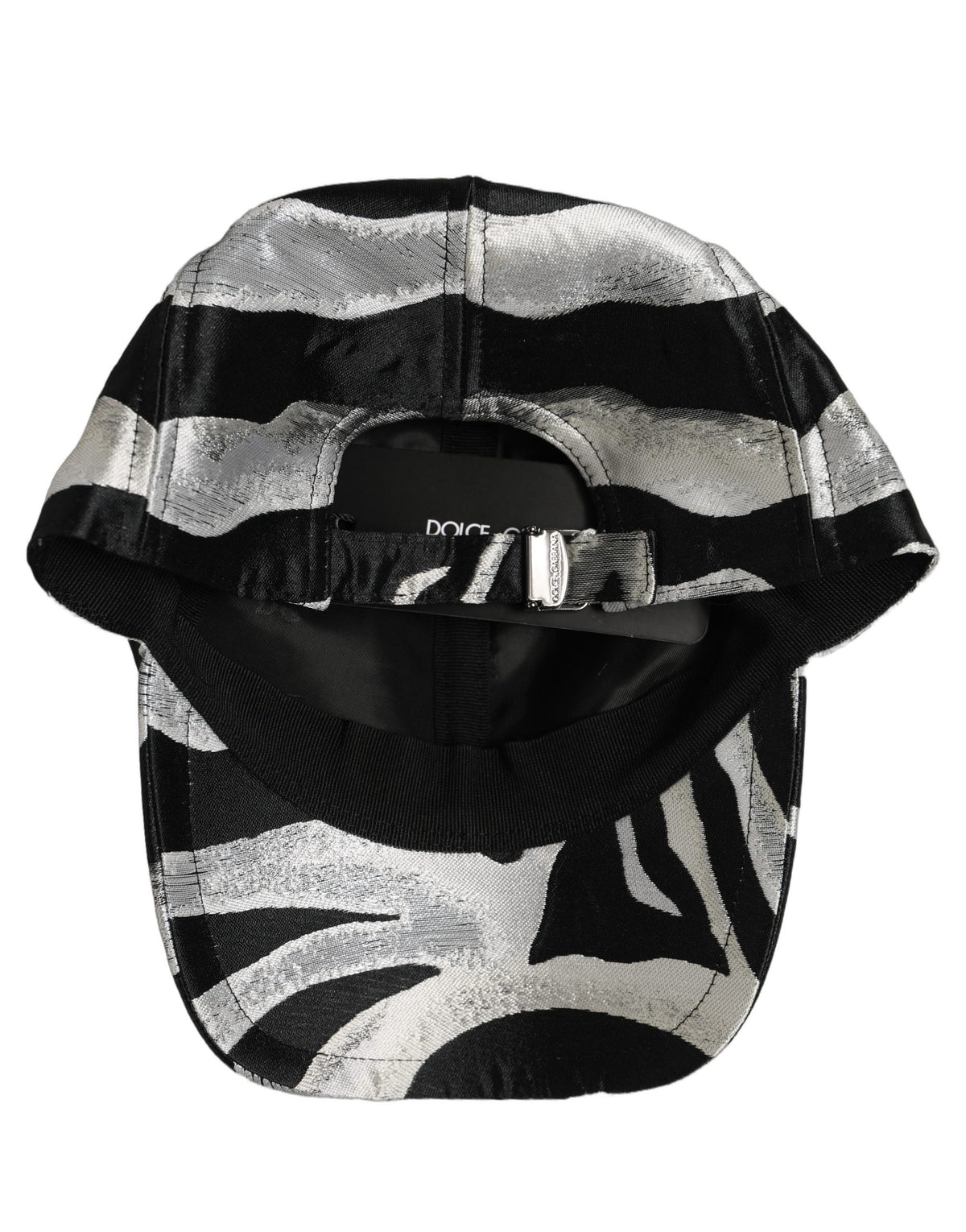 Men Black Silver Zebra Pattern Baseball Cap Hat