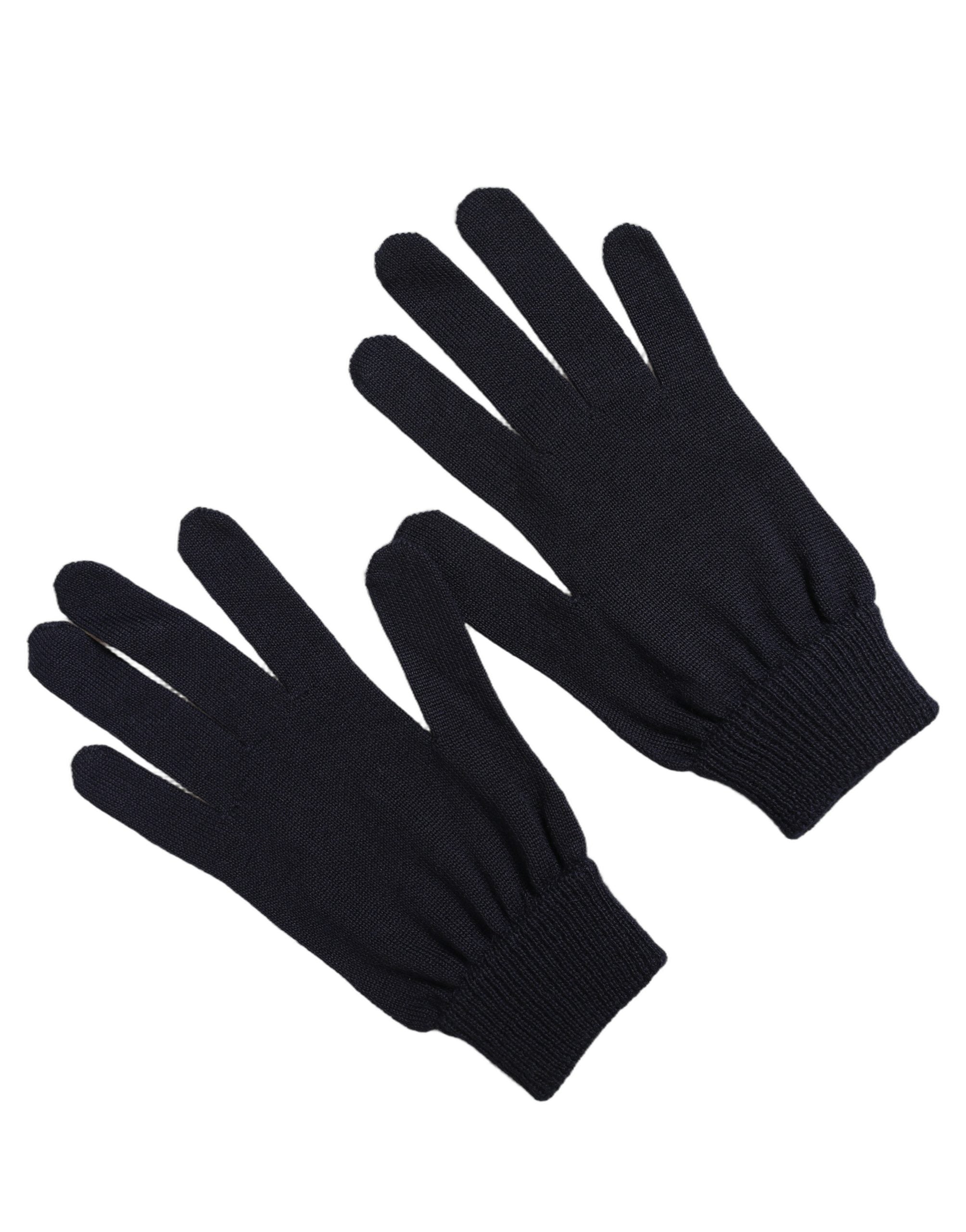 Men Dark Blue Cashmere Knitted Winter Gloves