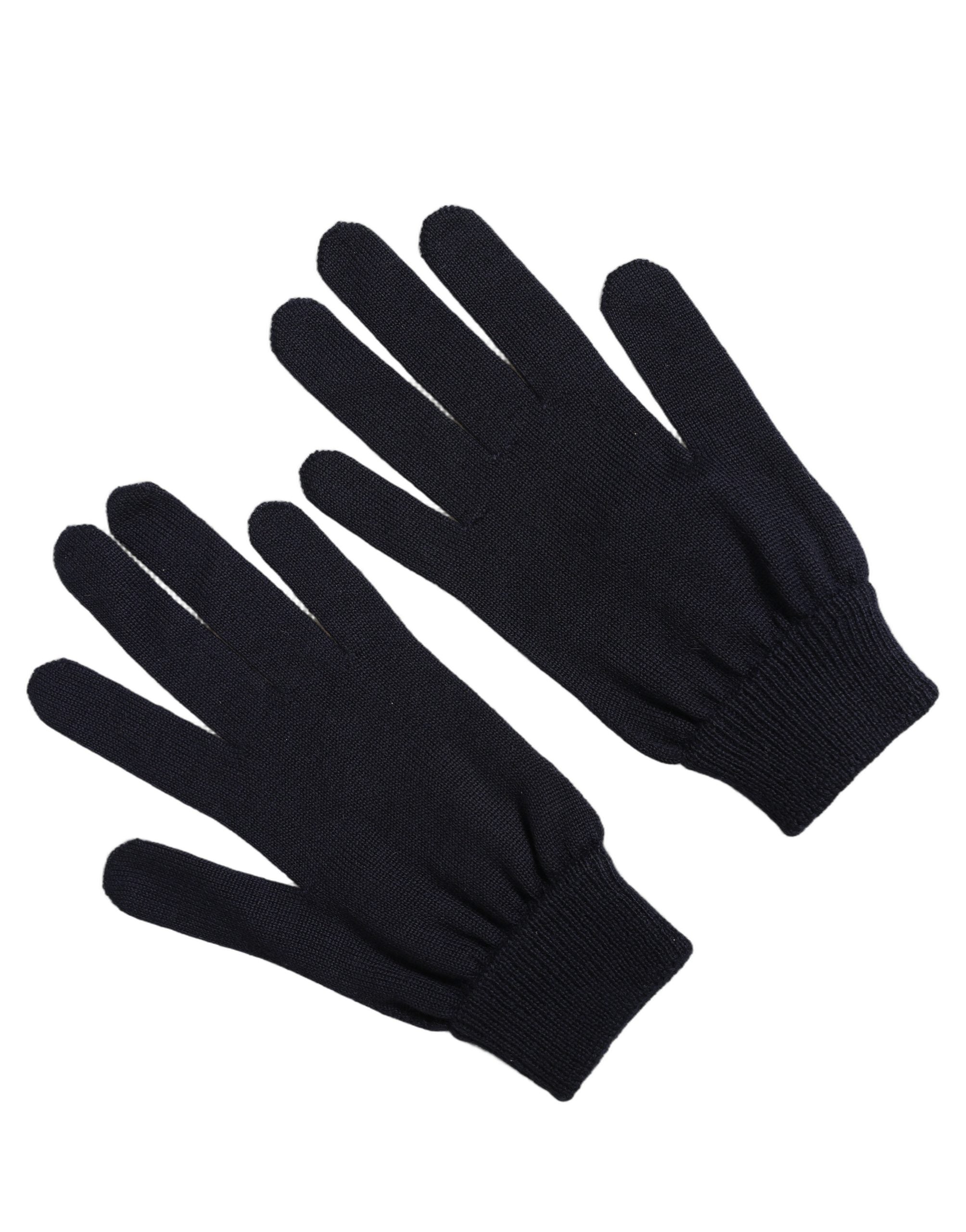 Men Dark Blue Cashmere Knitted Winter Gloves
