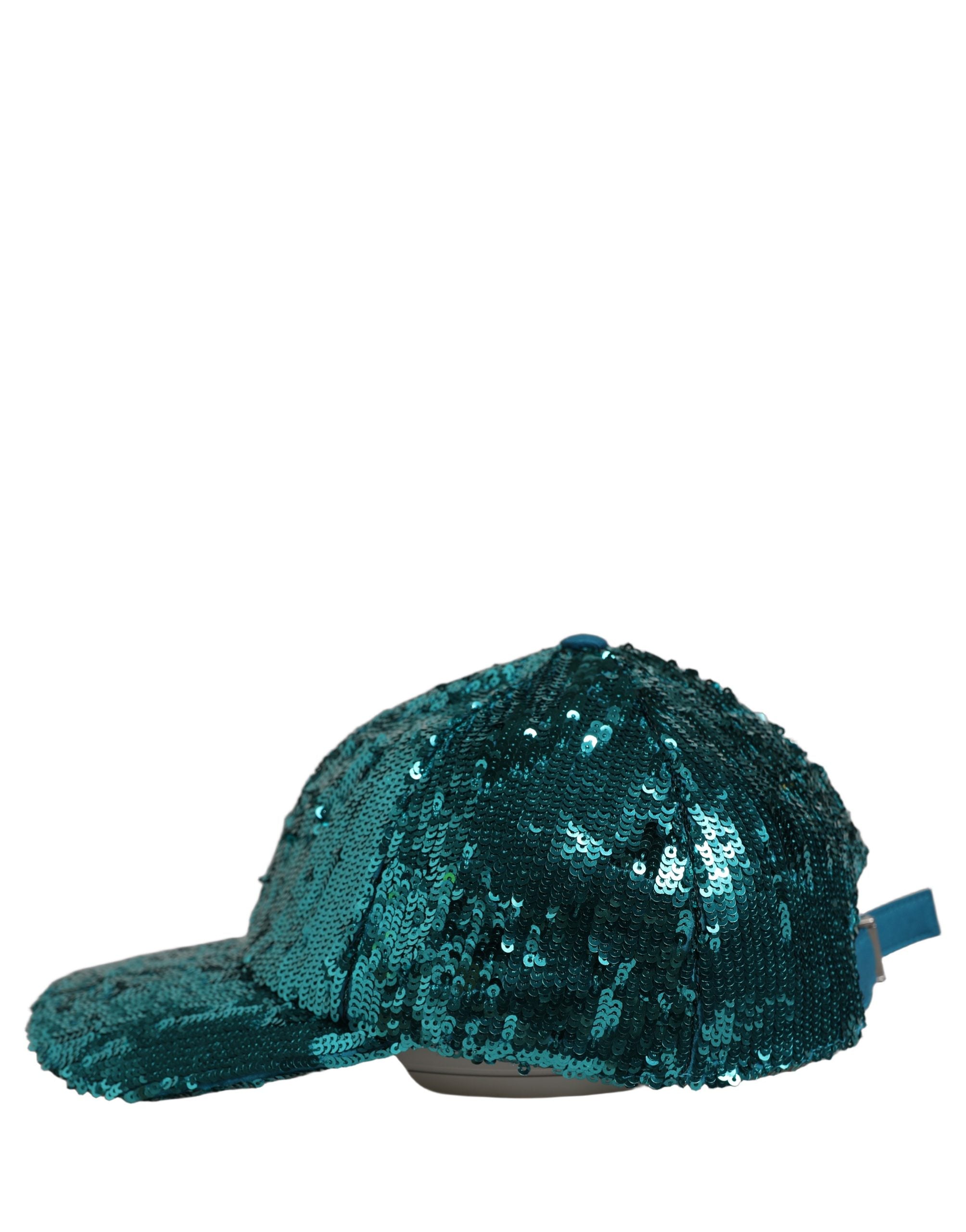 Men Green Cotton Sequin Baseball Cap 6 Panels Hat