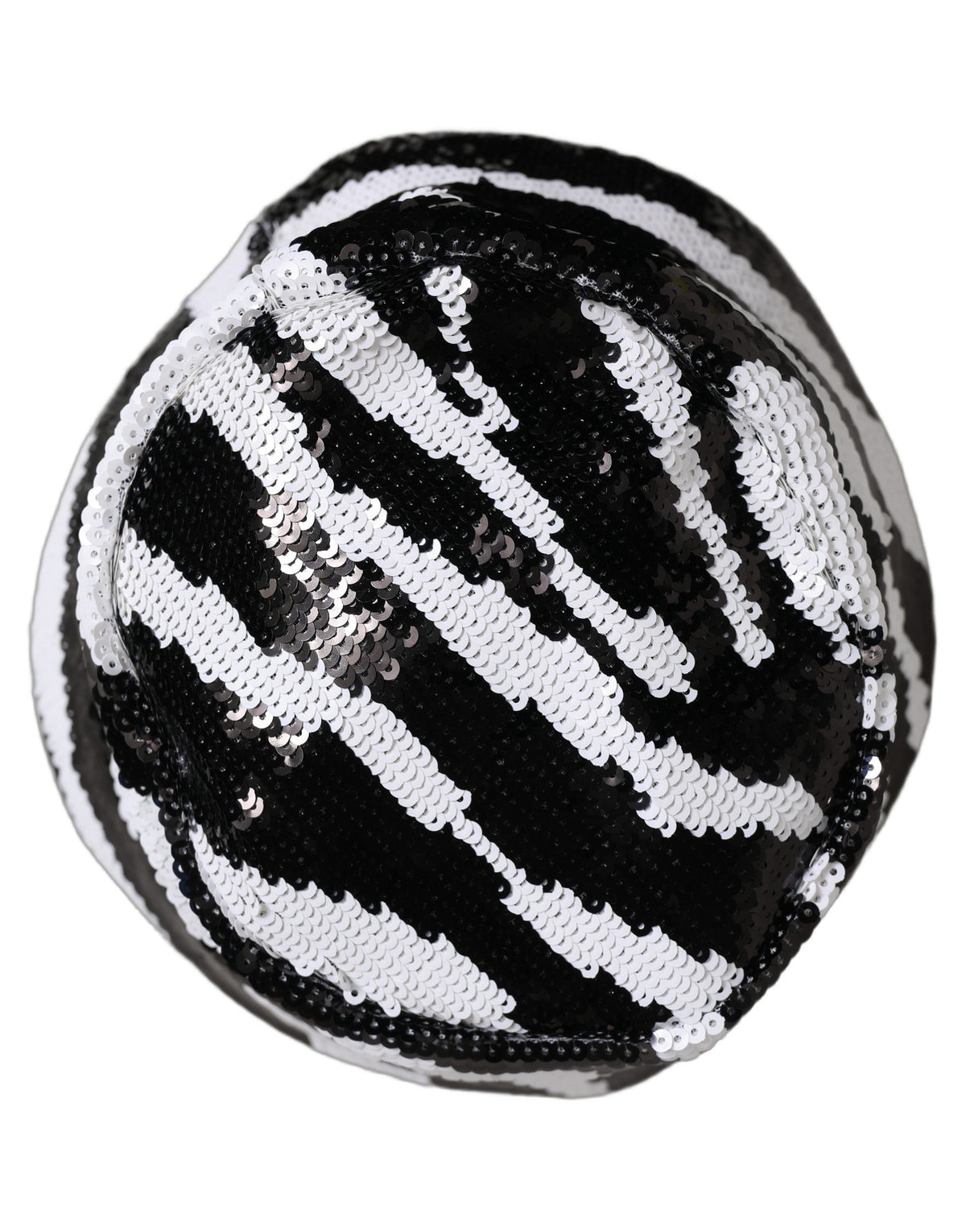 Men Black White Zebra Sequin Bucket Cap Hat