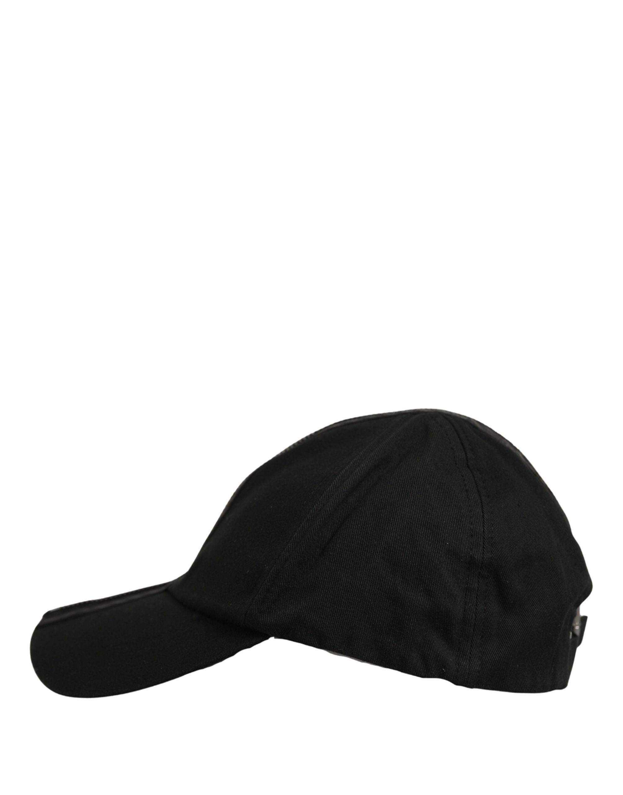 Men Black Cotton Baseball Cap 6 Panels Hat