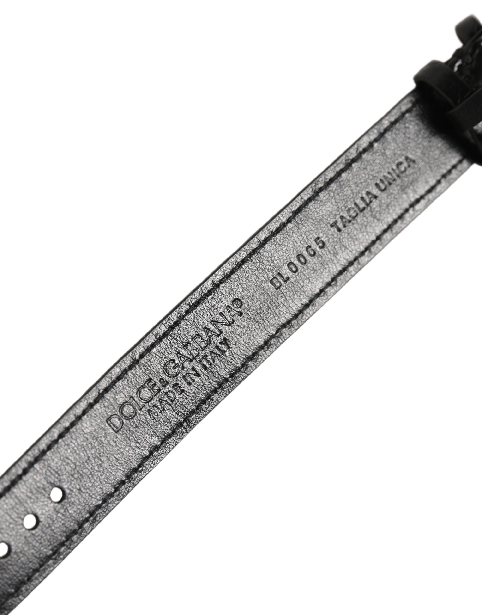 Black Textured Leather Gold Buckle Belt Strap Bracelet