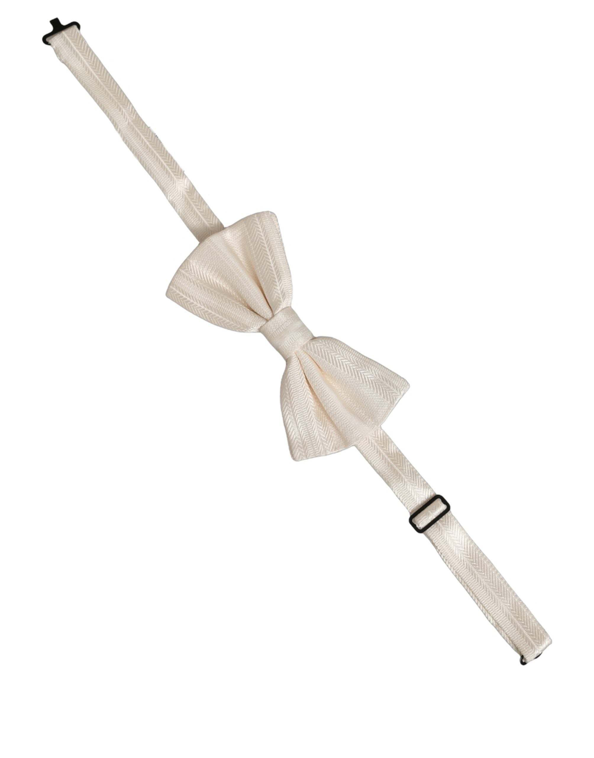 Men White 100% Silk Adjustable Neck Papillon Bow Tie