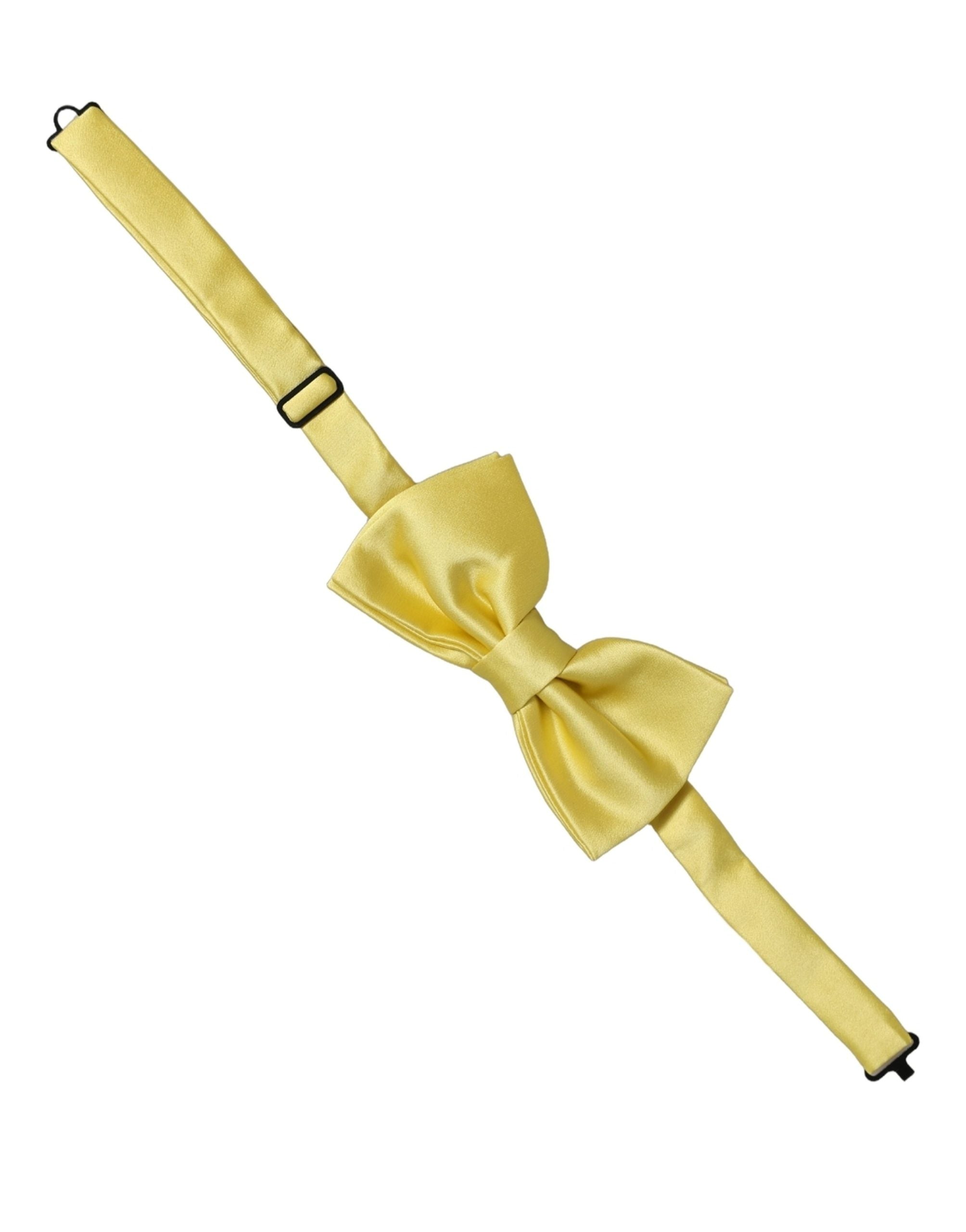 Men Yellow 100% Silk Adjustable Neck Papillon Bow Tie
