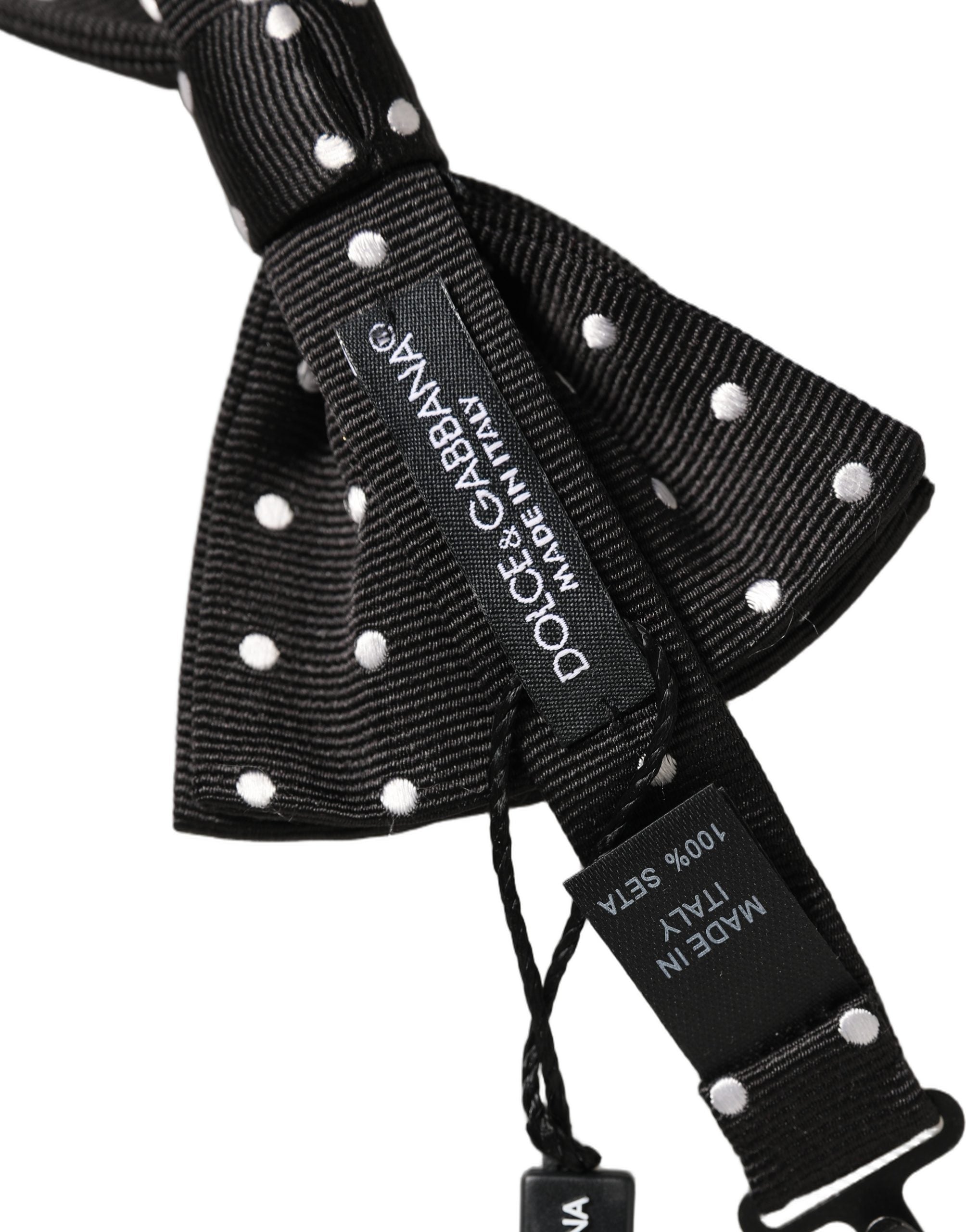 Black White Polka Dot Adjustable Neck Papillon Bow Tie