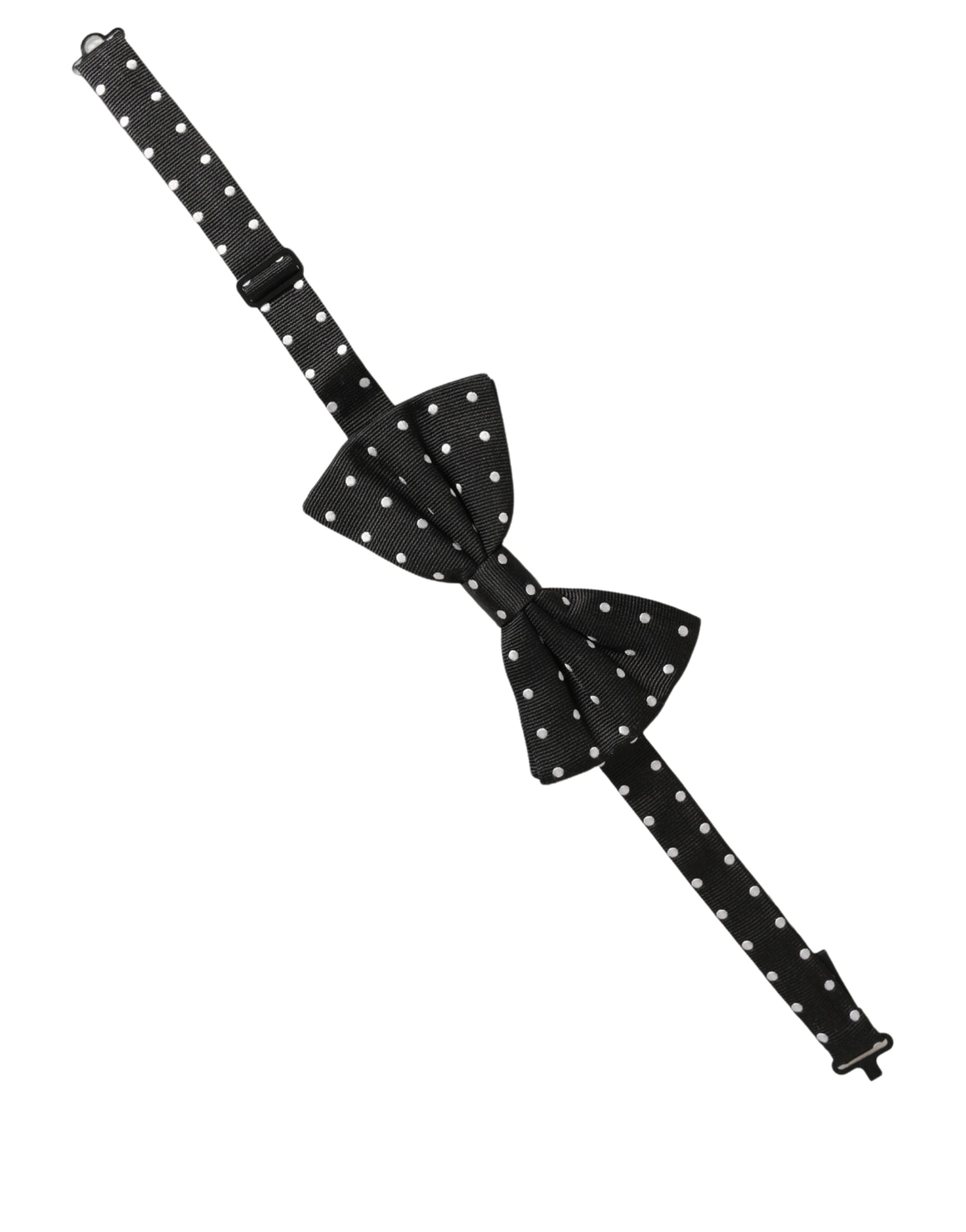 Black White Polka Dot Adjustable Neck Papillon Bow Tie