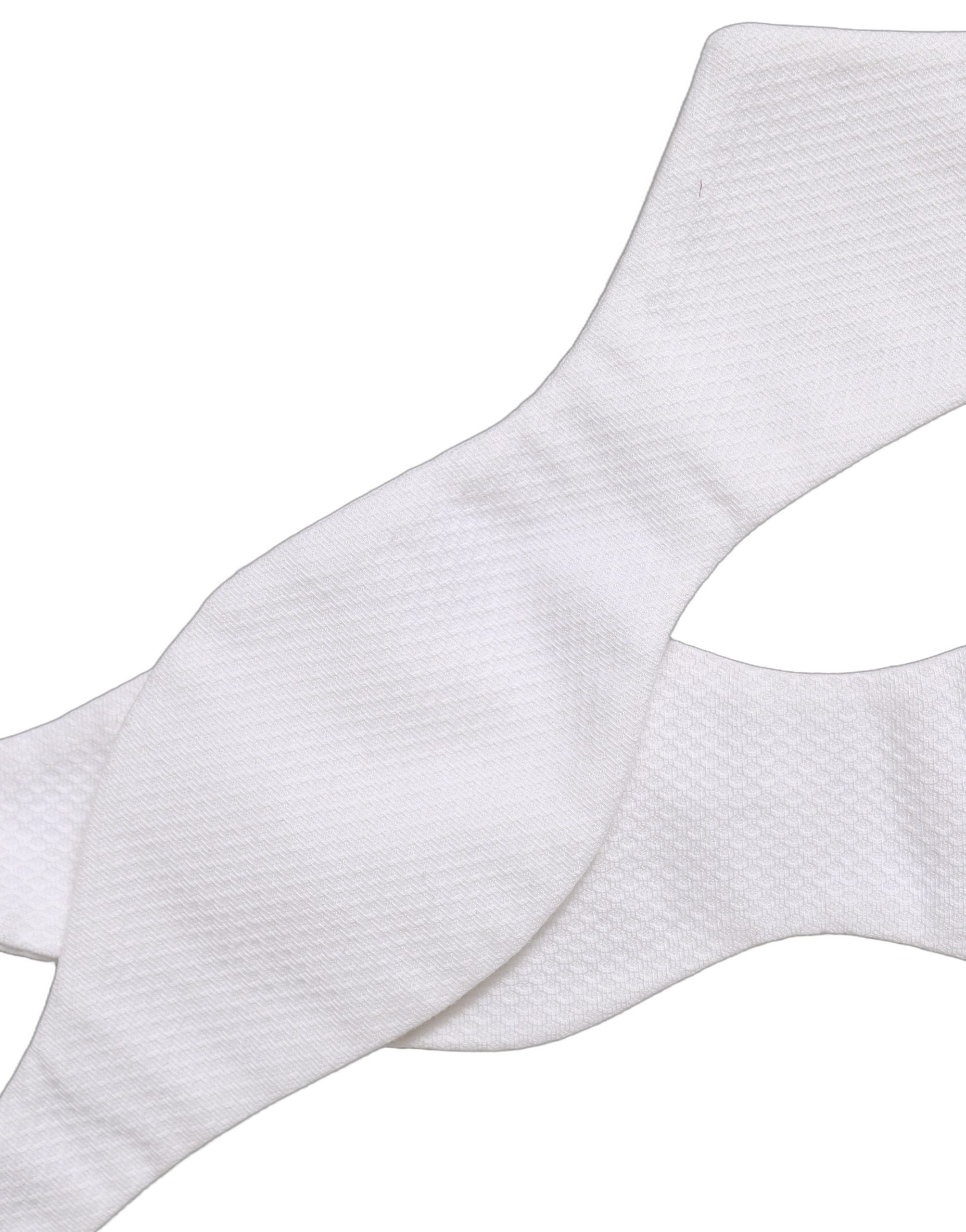 Men White 100% Silk Adjustable Neck Papillon Bow Tie