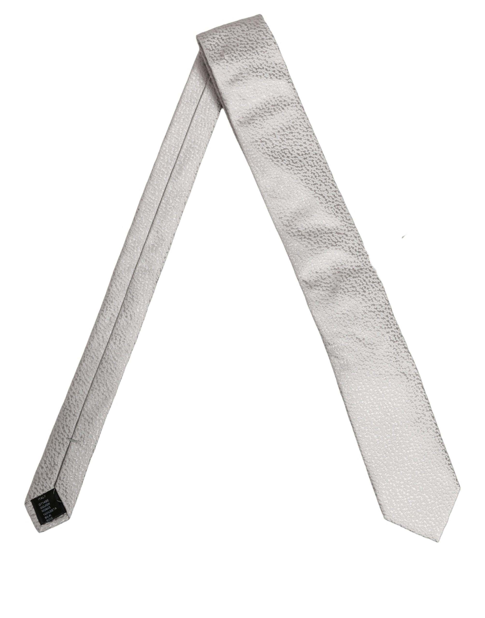 Men Gray 100% Silk Textured Adjustable Tied Necktie Tie
