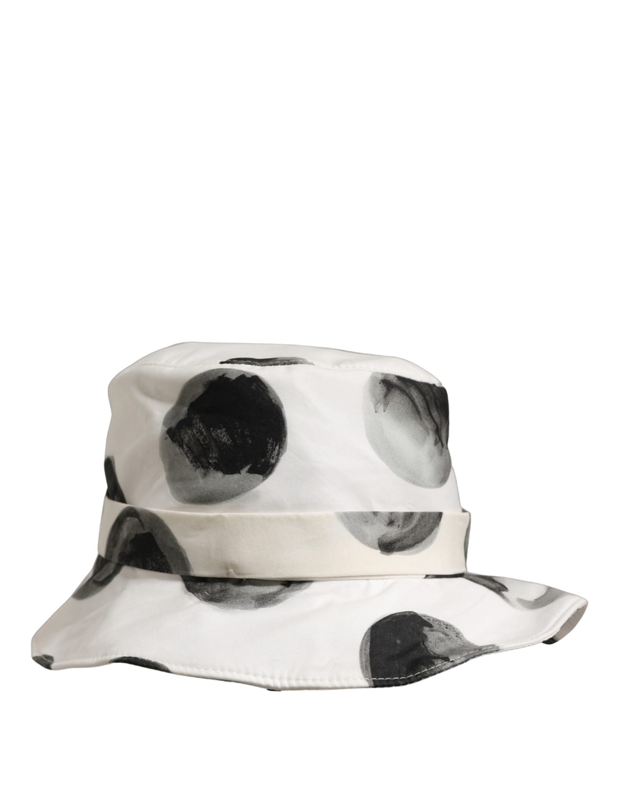 White Cotton Big Polka Dot Pattern Bucket Hat