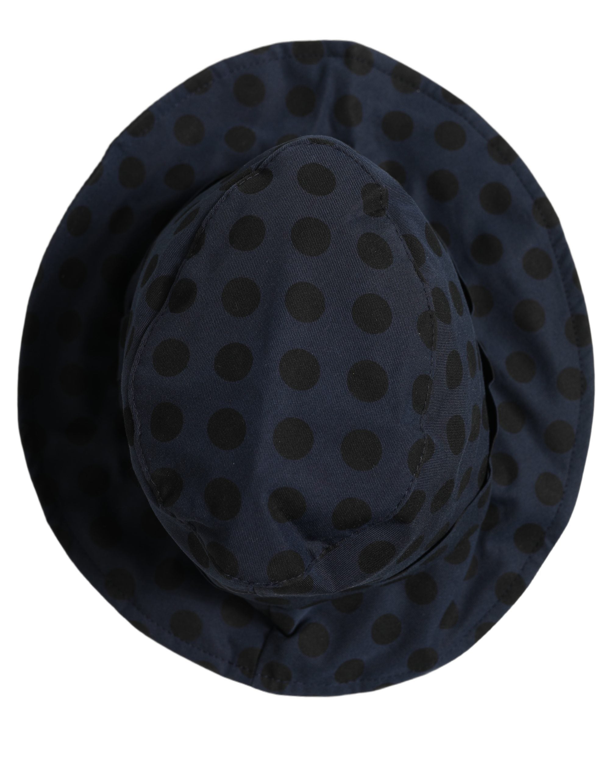 Blue Black Polka Dot Cotton Bucket Capello Hat