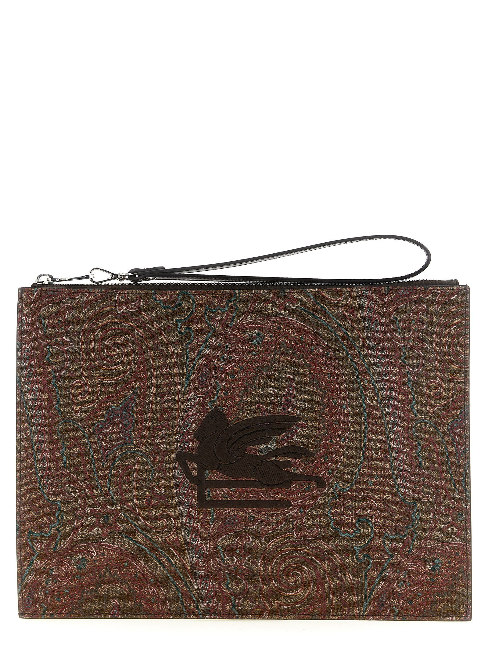 Brown Cotton Clutch Bag