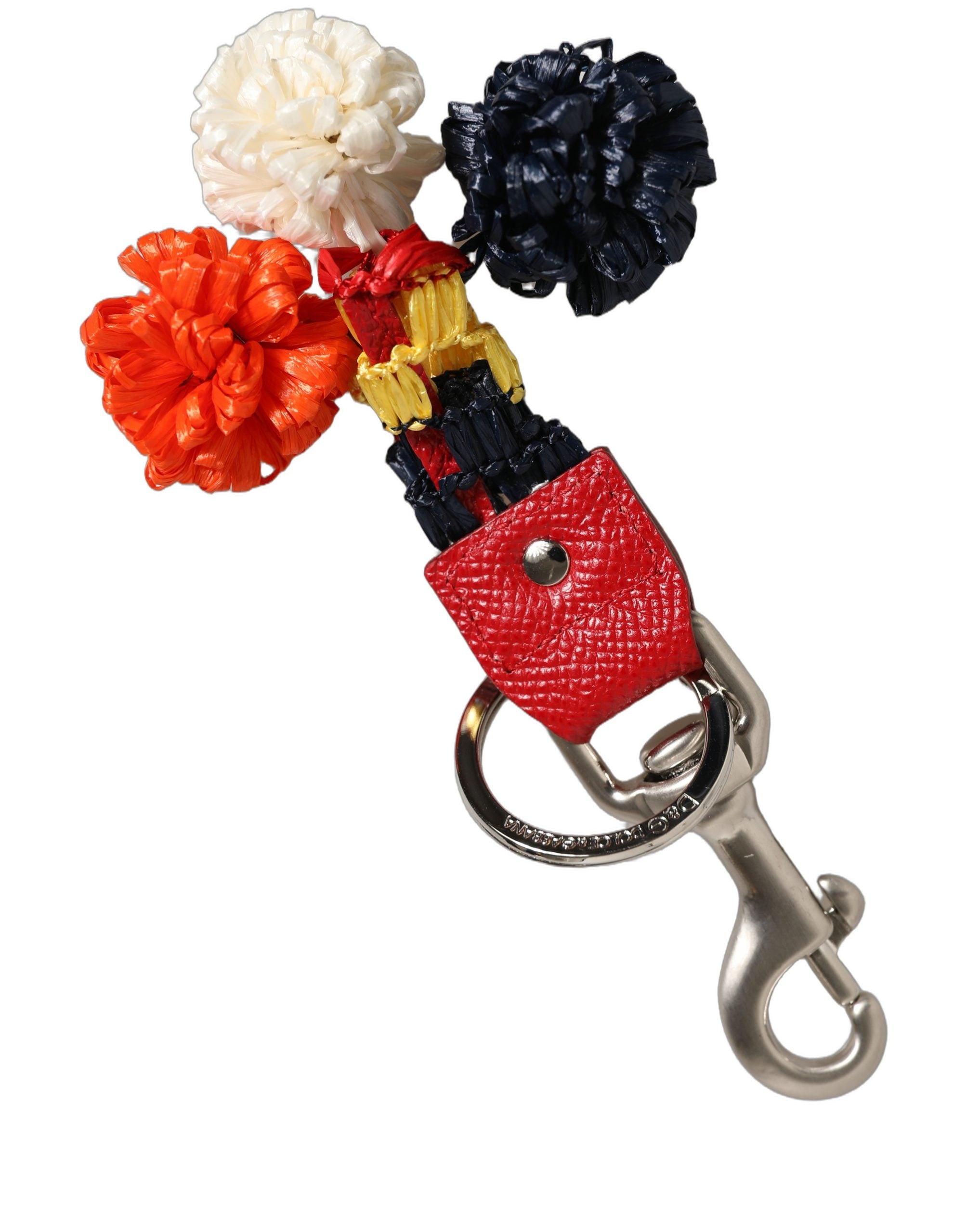 Raffia Leather Clasp Finder Chain Keyring Multicolor