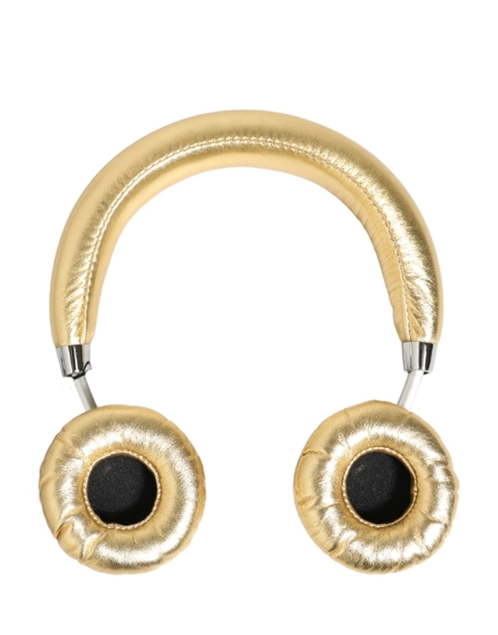 Women Gold Leather Wireless On-Ear Headset Headphones