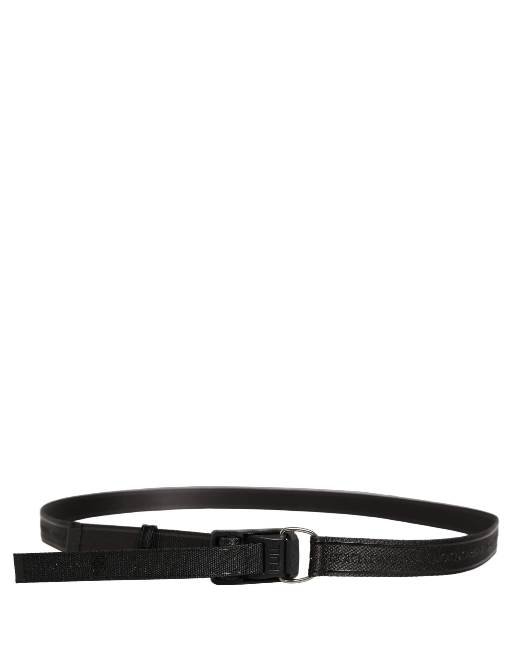 Men Black Nylon Webbing Plastic Buckle Belt