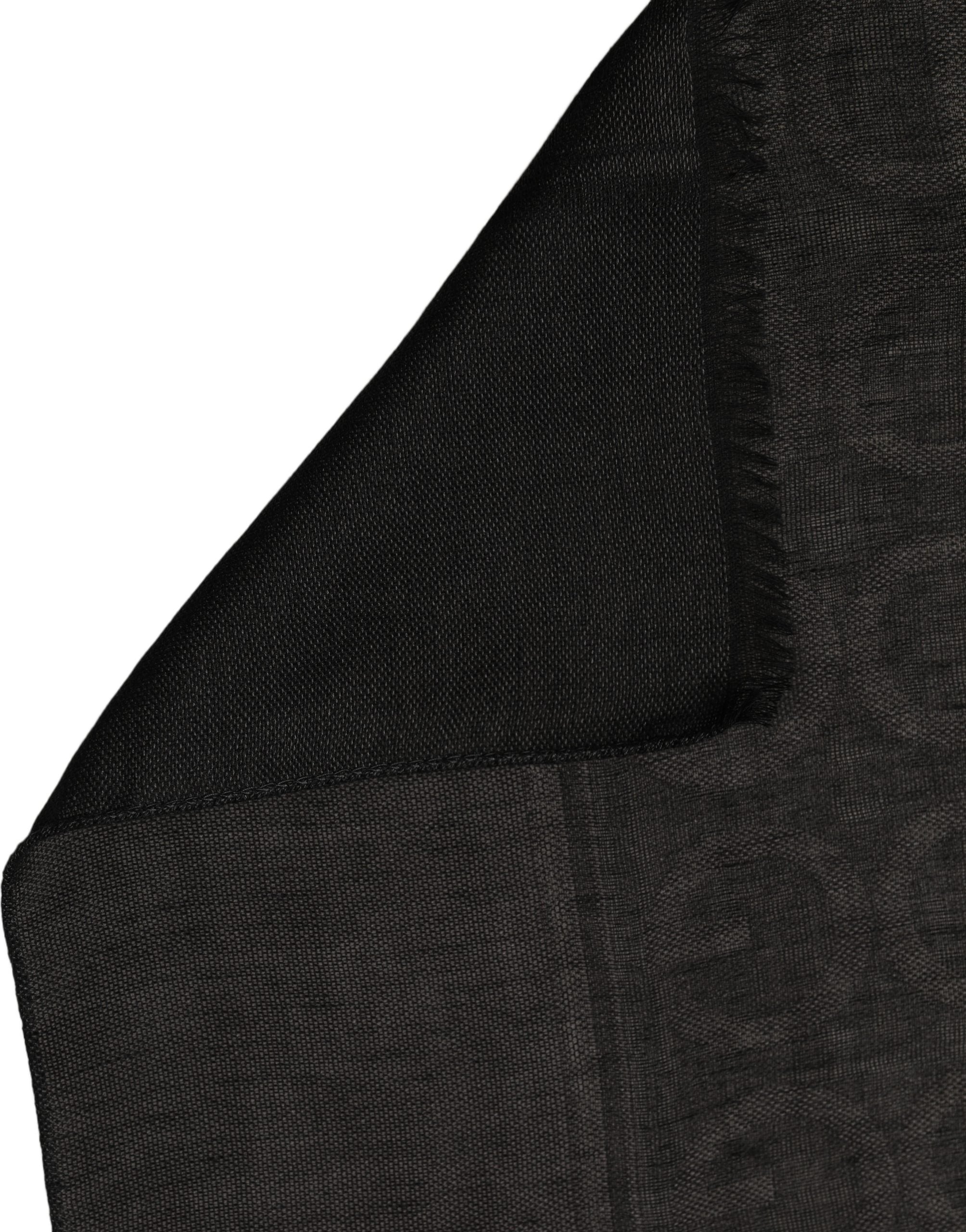 Black DG Logo Fringed Edge Lace Stole Scarf