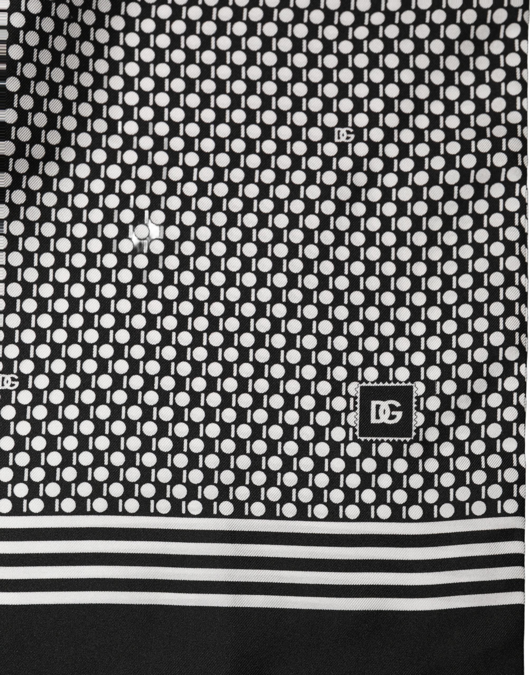 Black White Geometric Silk Neck Shawl Scarf