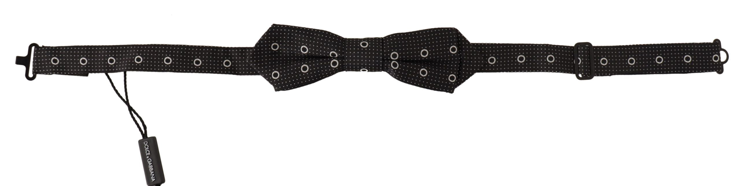 Black White Polka Dot 100% Silk Neck Papillon Tie