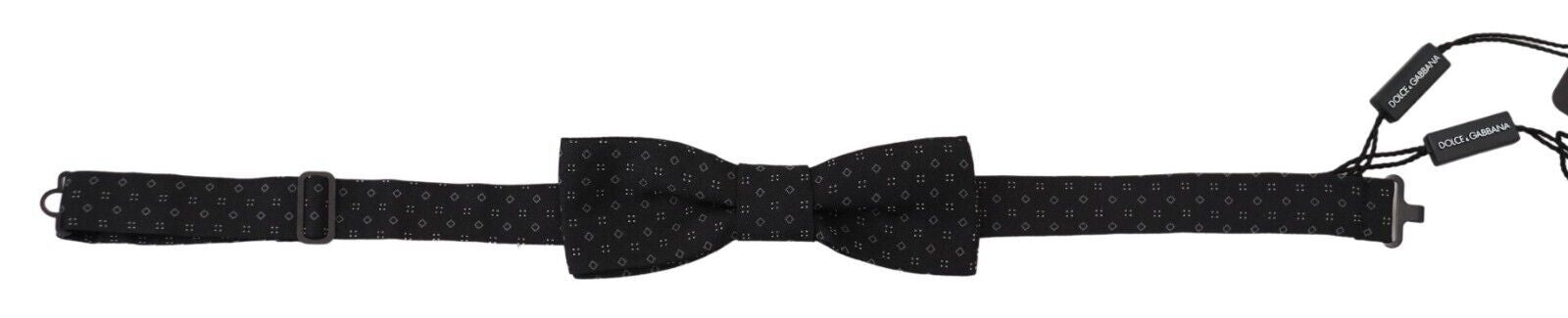 Black Pattern Silk Adjustable Neck Papillon Bow Tie