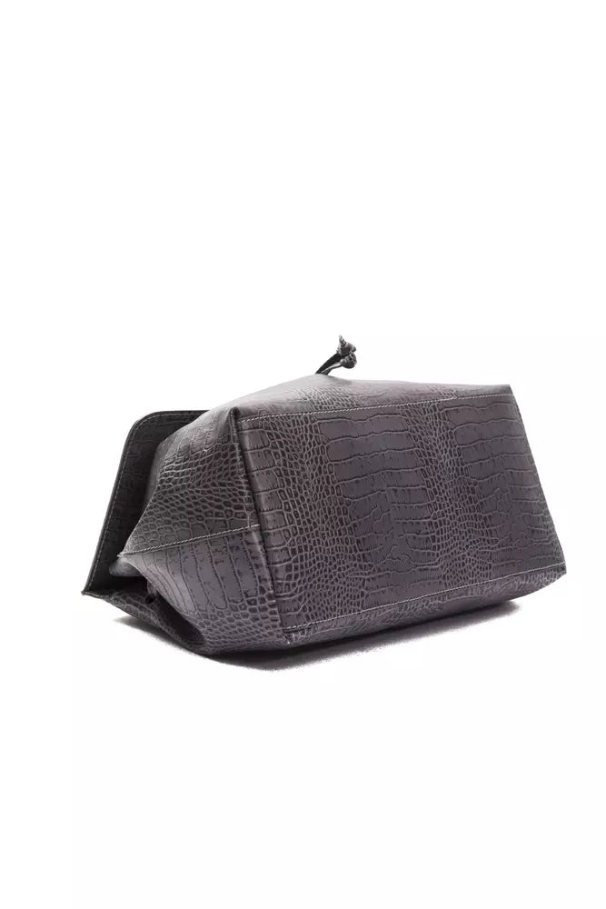 Gray Leather Women Shoulder Bag