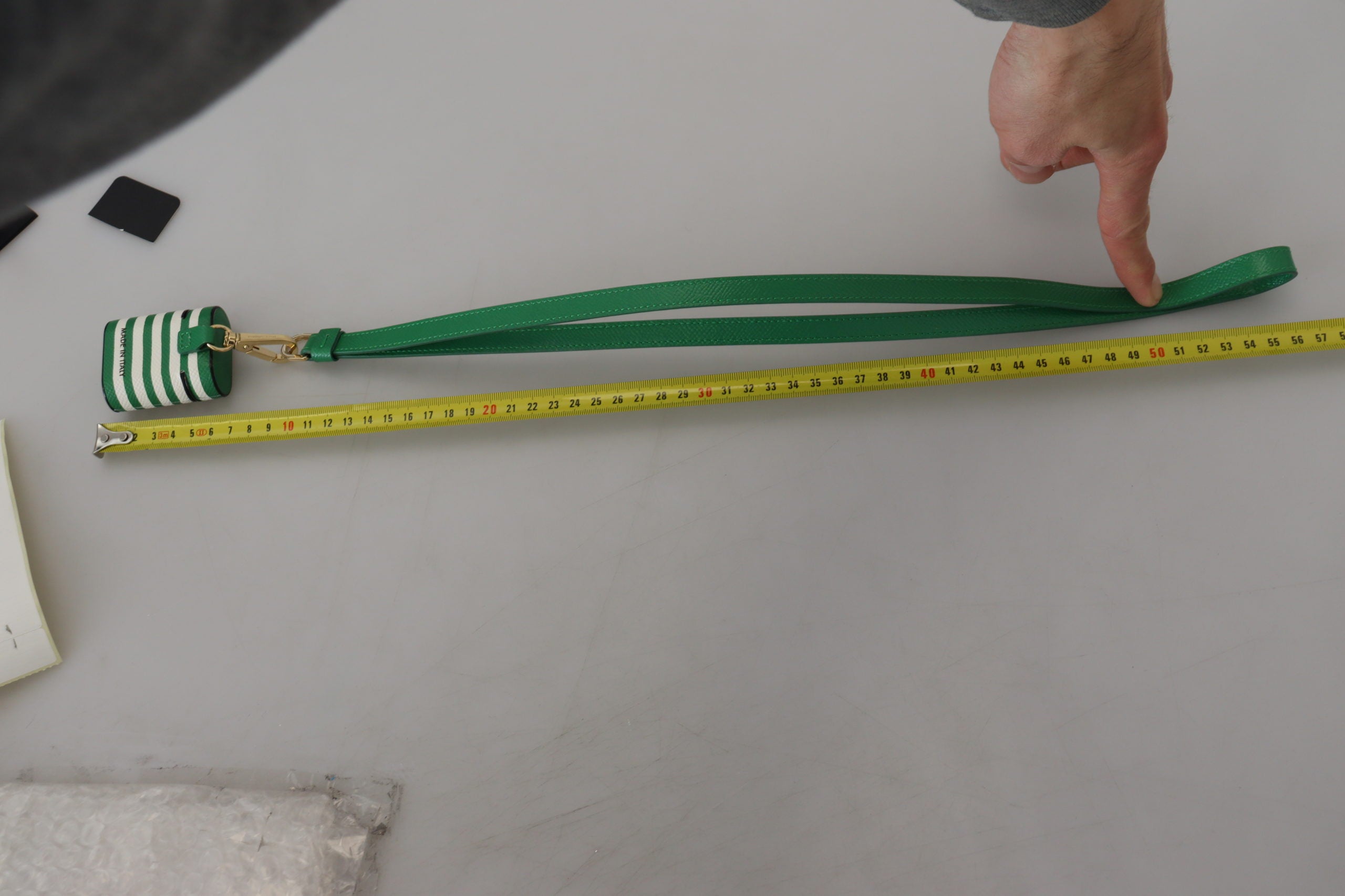 Green Leather Strap Gold Metal Logo Airpods Case