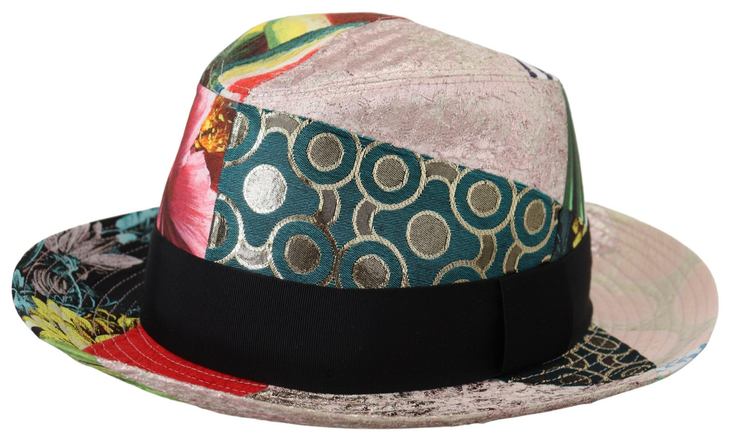 Multicolor Patchwork Women Fedora Wide Brim Hat
