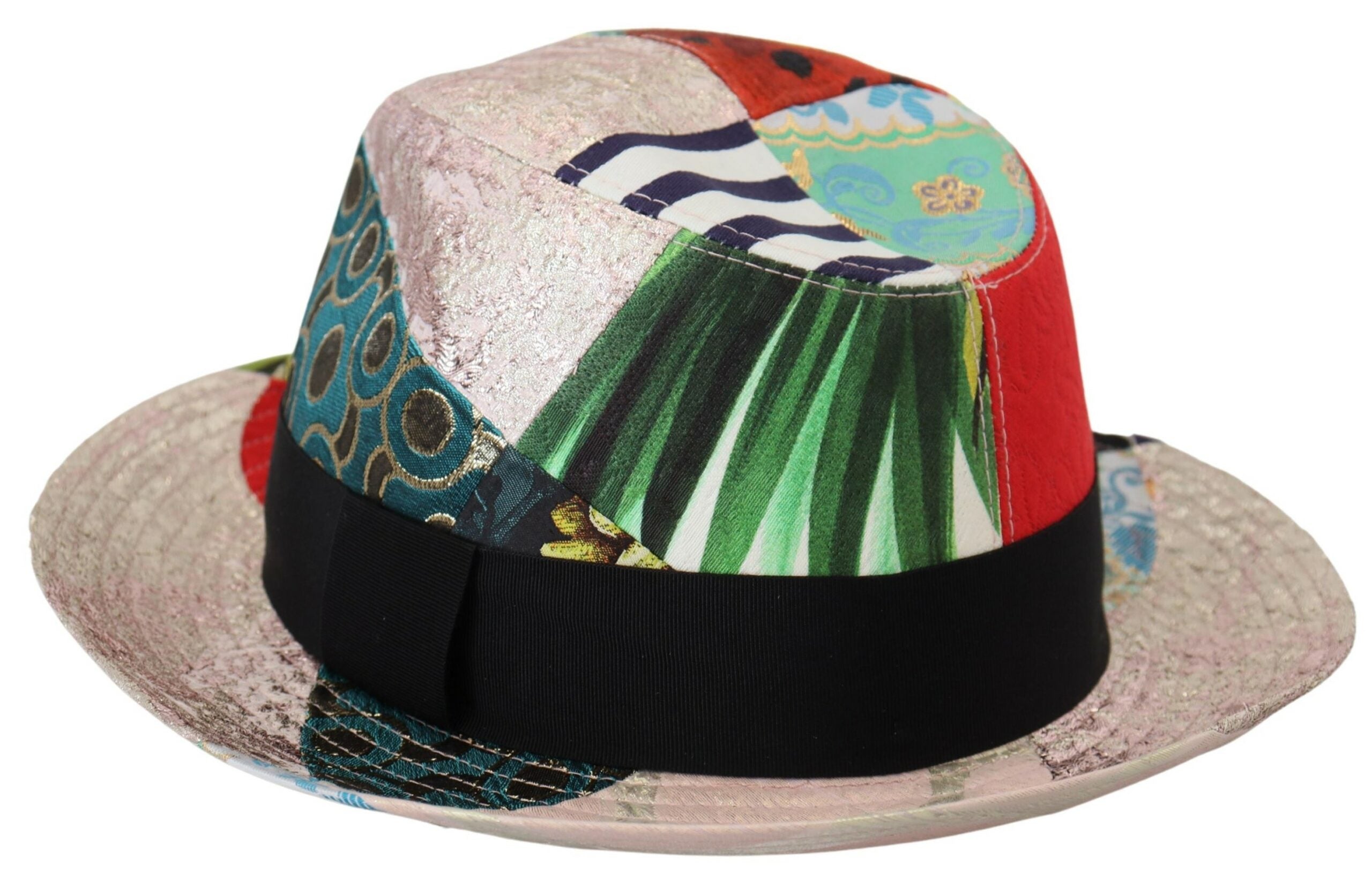 Multicolor Patchwork Women Fedora Wide Brim Hat