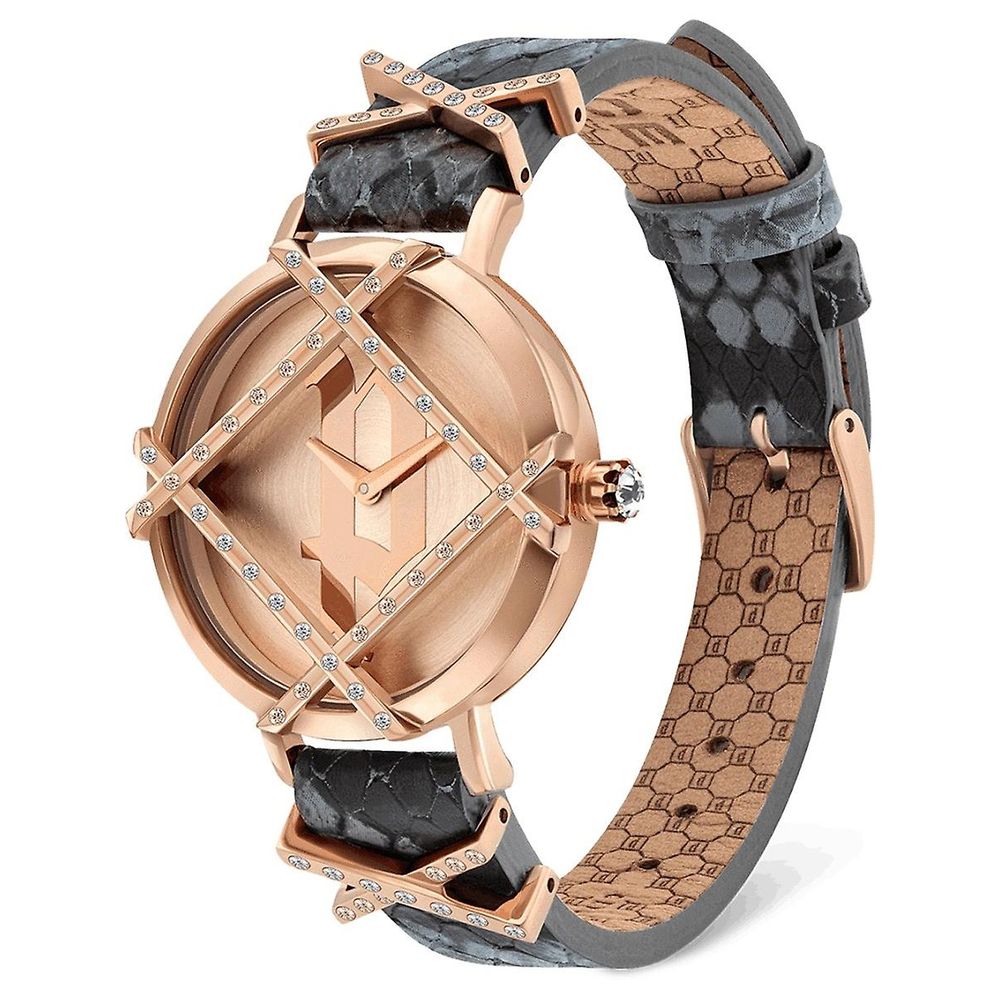 Gray Leather Dress Watch