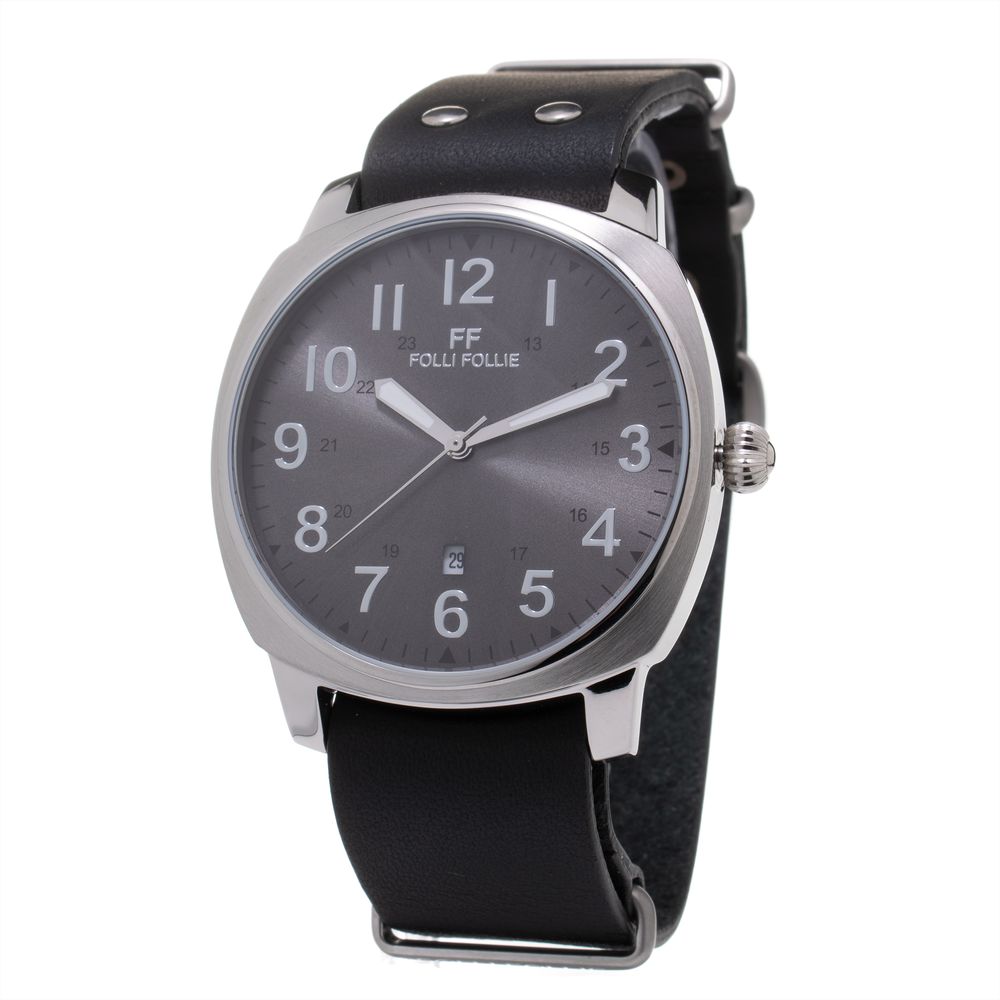 Black Leather Dress Watch