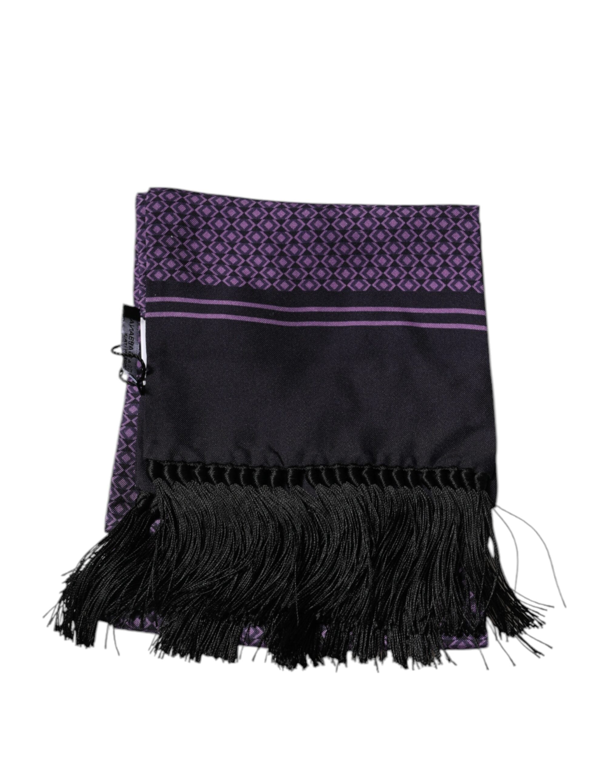 Purple Fantasy Silk Fringes Neck Wrap Scarf