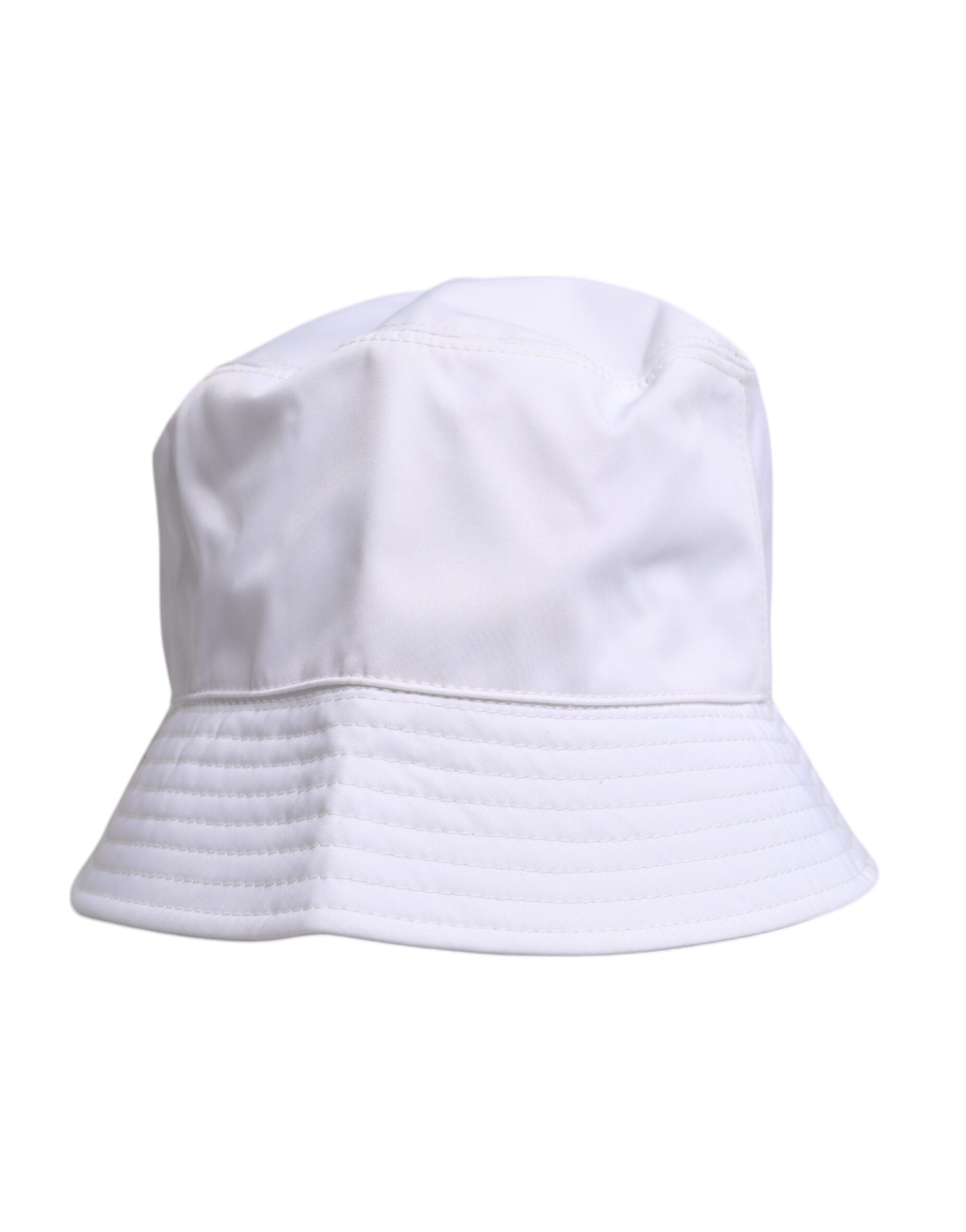 White Cotton Wide Brim Bucket Hat
