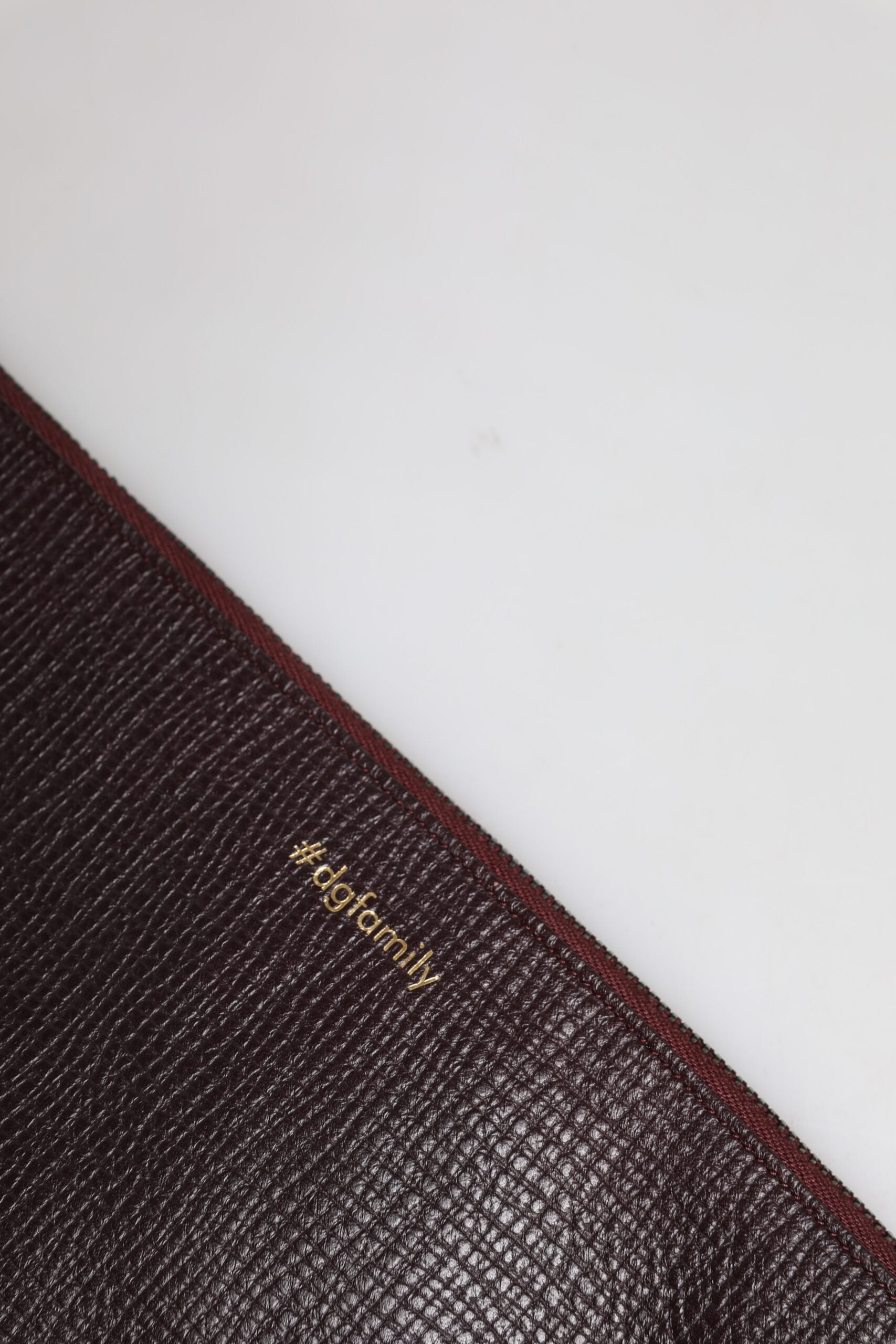 Brown Leather #DGFAMILY Embellished Men Clutch Pouch Bag