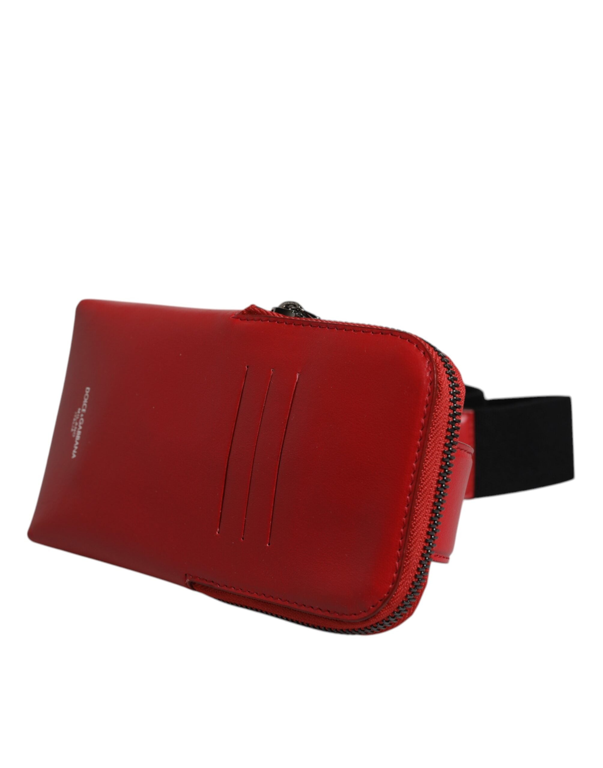 Red Calfskin Logo Purse Phone Belt Waist Bag