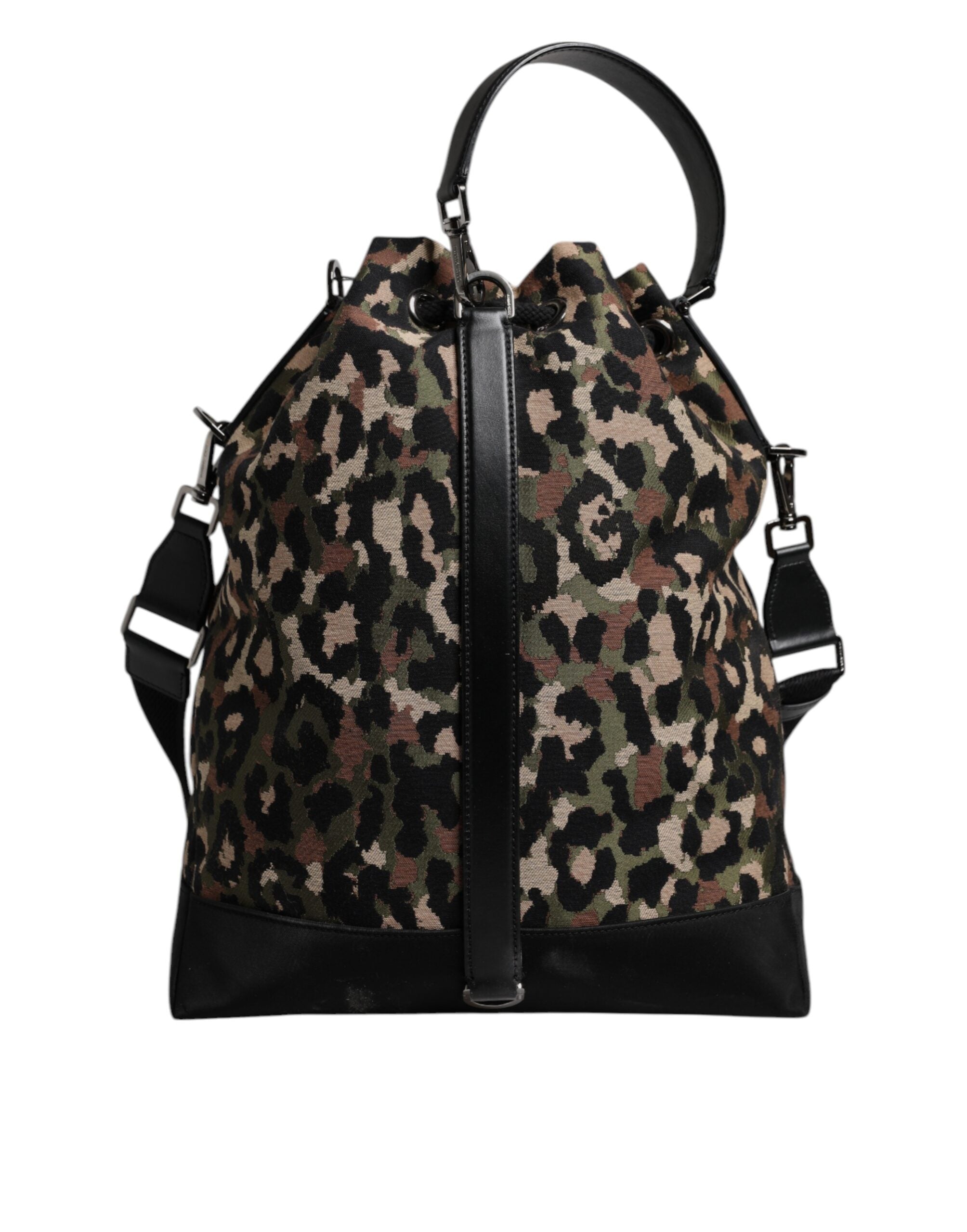 Multicolor Leopard Cotton Shoulder Bucket Bag