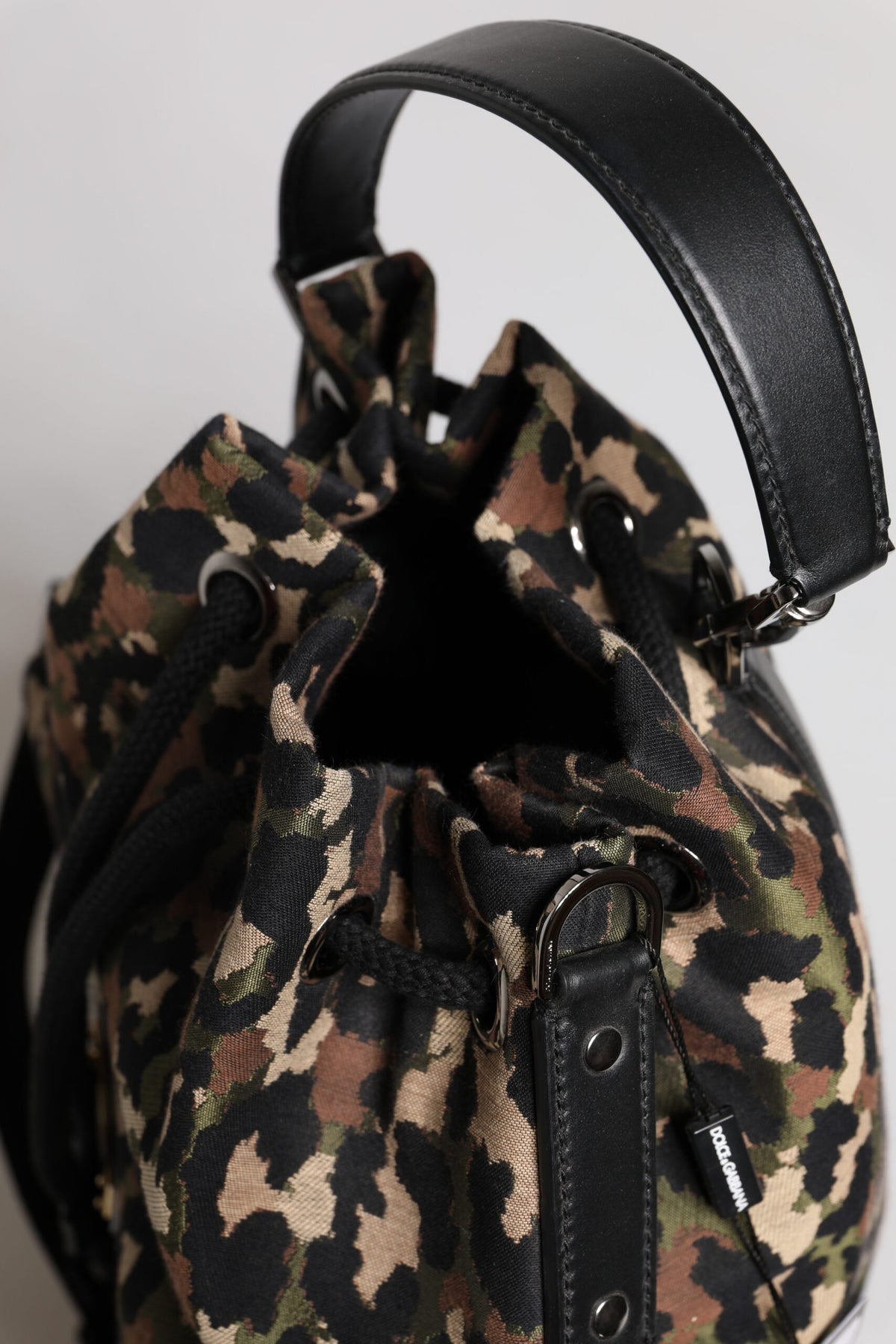 Multicolor Leopard Cotton Shoulder Bucket Bag