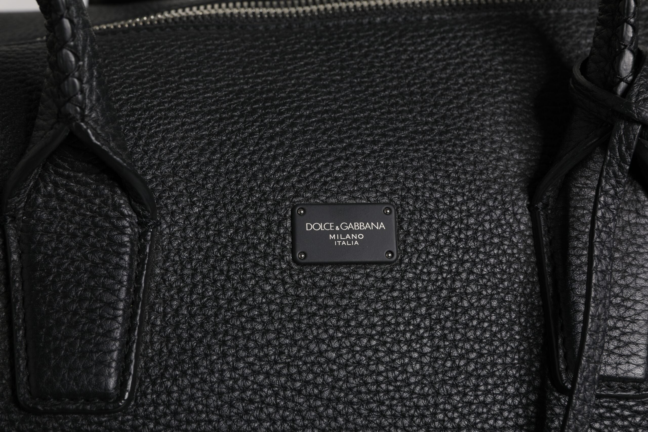 Black Calfskin Leather Hand Shoulder Duffle Bag