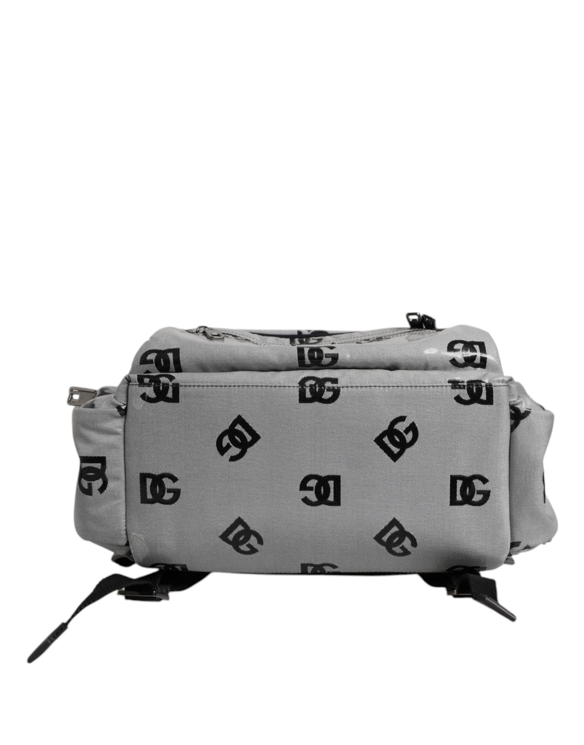 Polyester Gray Black DG Logo Plaque Backpack Bag