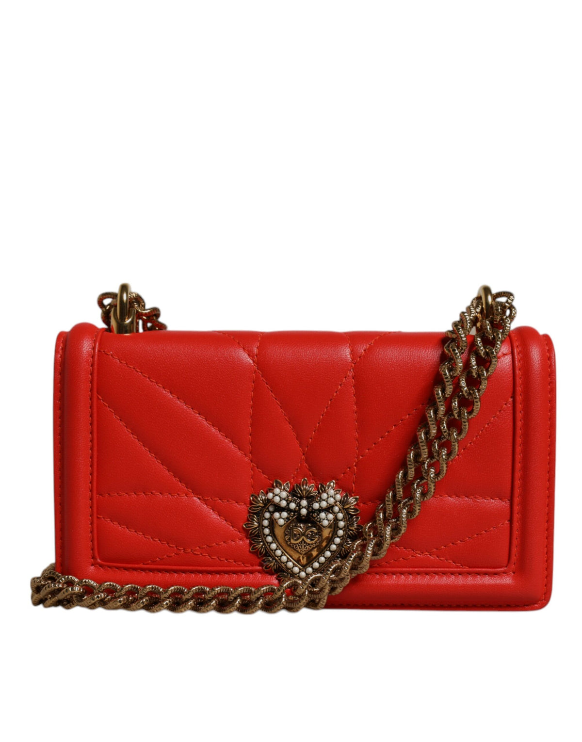 Red Quilted Devotion Crossbody Chain Phone Cover Bag